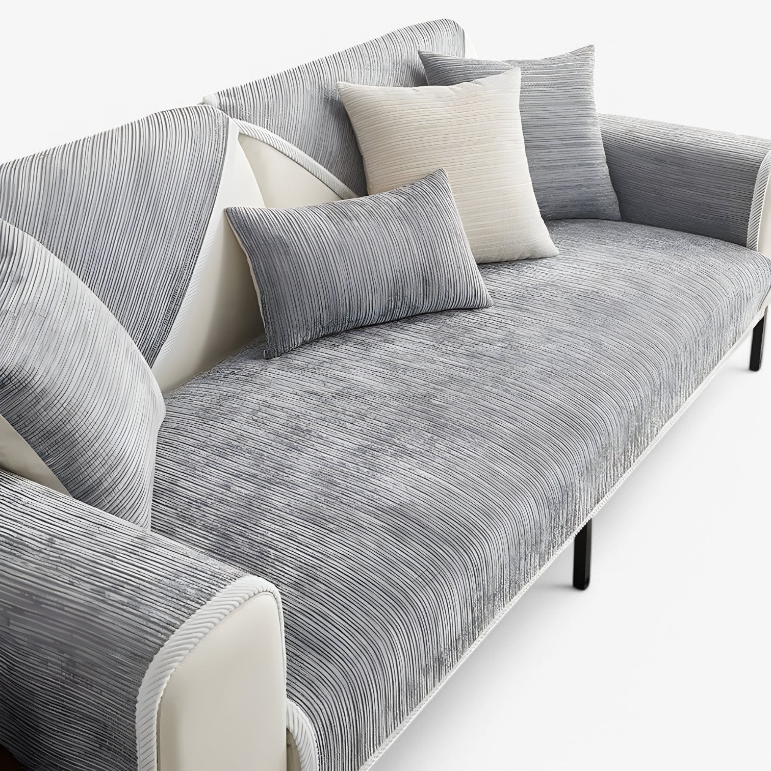 Cade | Copertura per Divano in Chenille Rigata – Protegge e Abbellisce il Tuo Divano - Grigio chiaro - Home Home & Garden - Concept Palermo