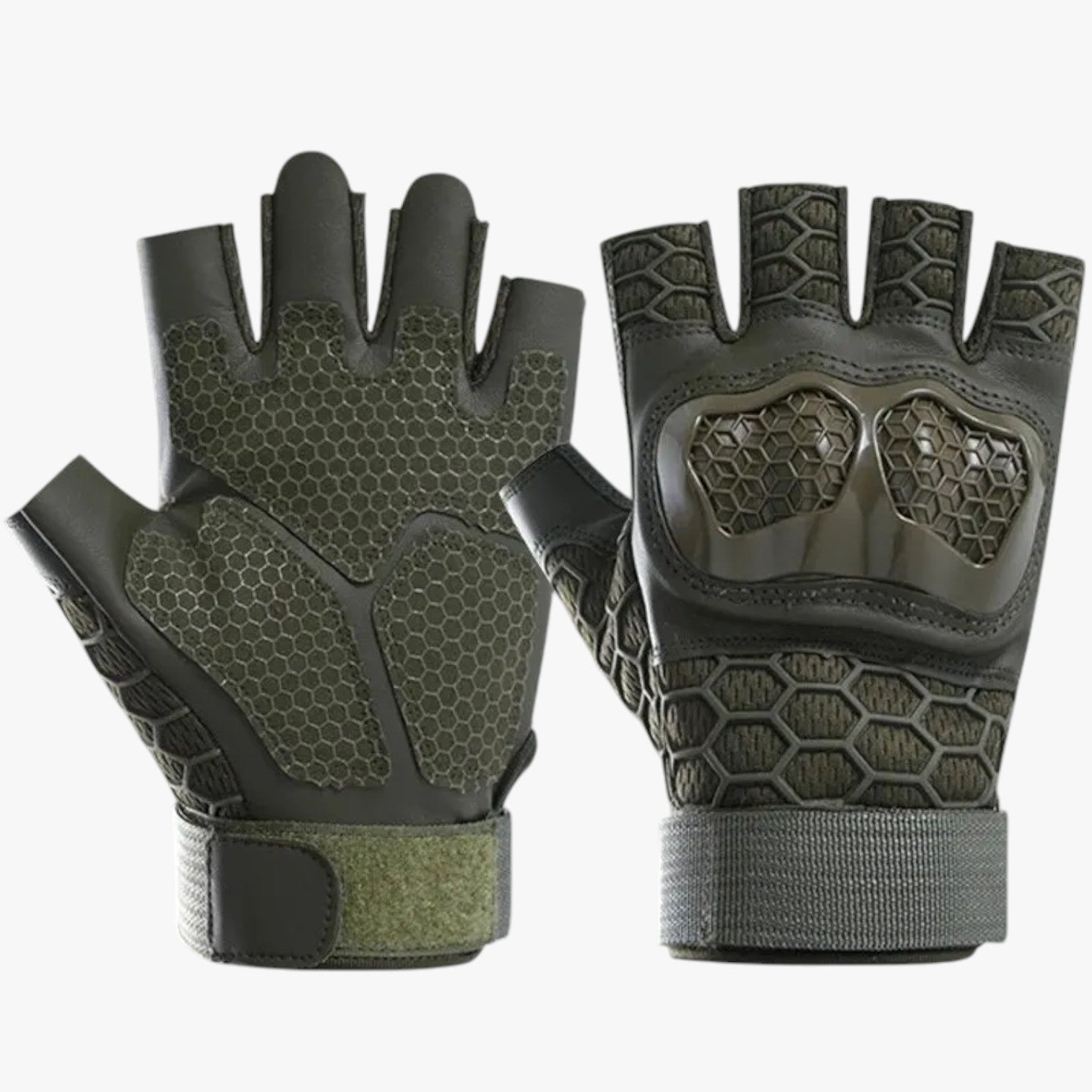 Zayne | Guanti tattici mezze dita anti-scivolo e resistenti - Verde militare - gloves gloves for men mens gloves - Concept Palermo