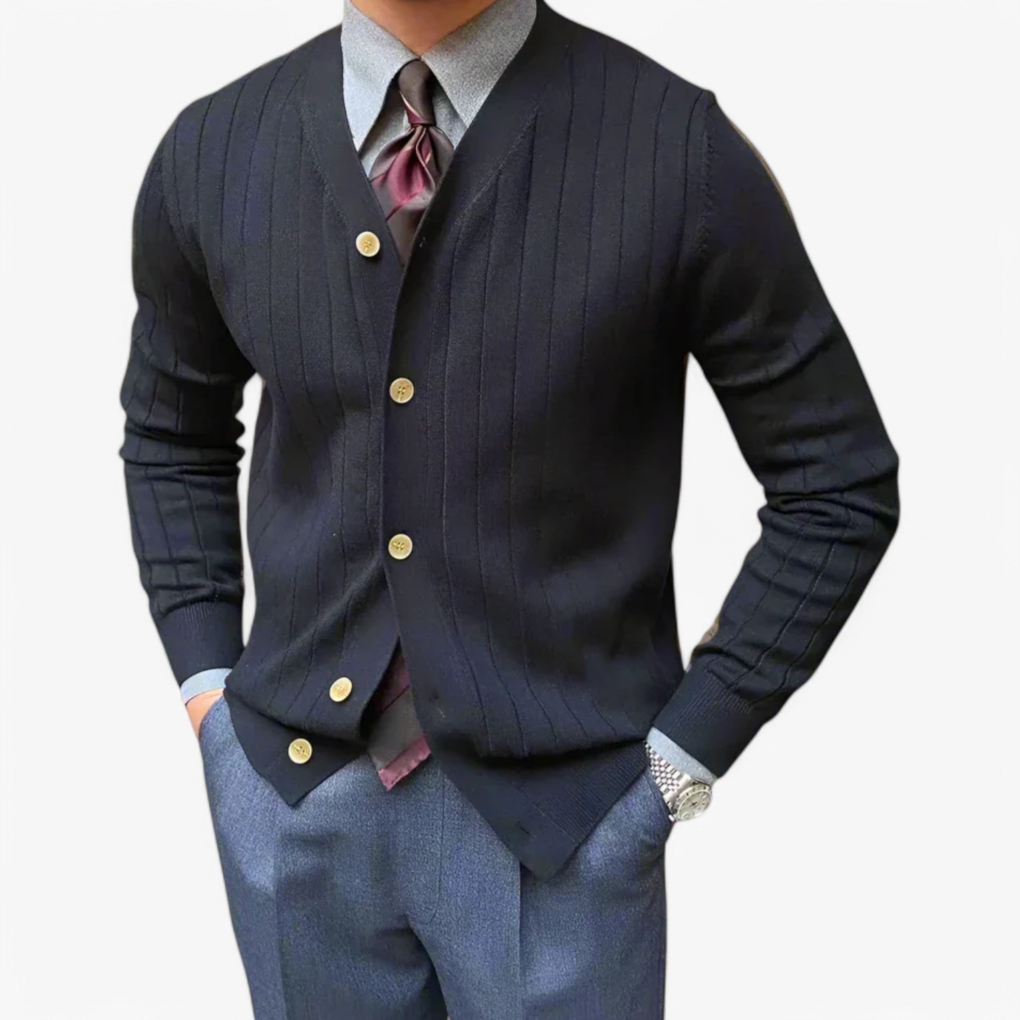 Piero | Cardigan - Nero Onice - mansuit mentops weekly - Concept Palermo