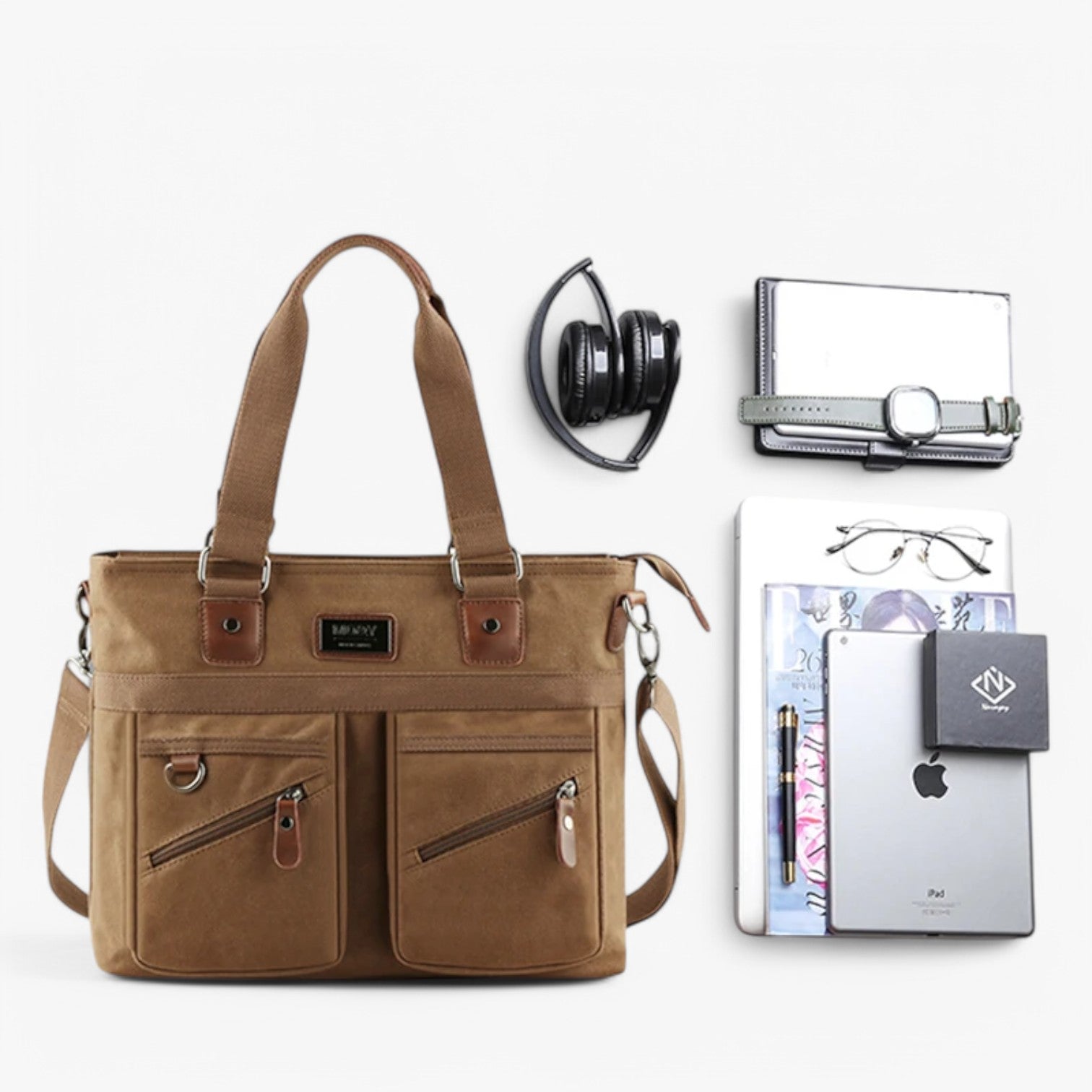 Brendan | Elegante e funzionale – Borsa a spalla in tela vintage - - Bags handbags mens bag - Concept Palermo