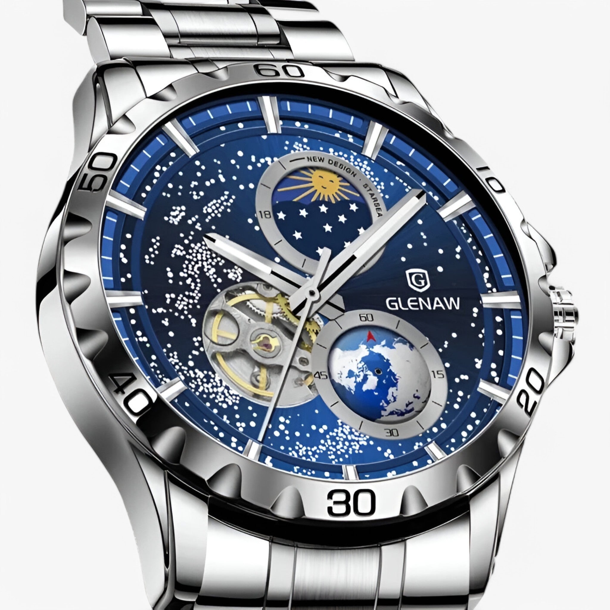 Jareth | Orologio Meccanico Fasi Lunari in Acciaio Inossidabile - - - Concept Palermo