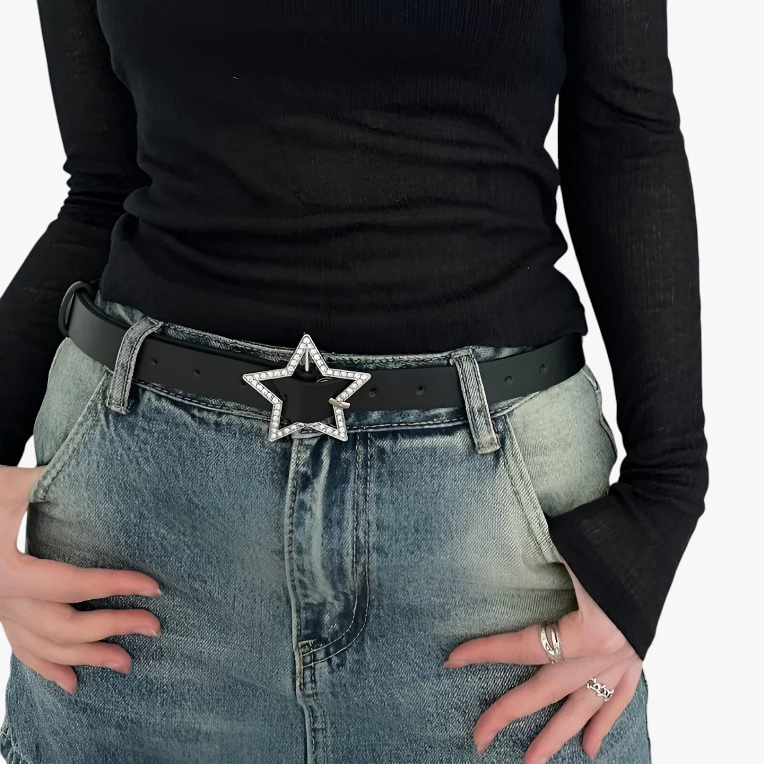 Evie | Cintura Y2K con strass per jeans - - belt Belts waist belt for women Womens belt - Concept Palermo