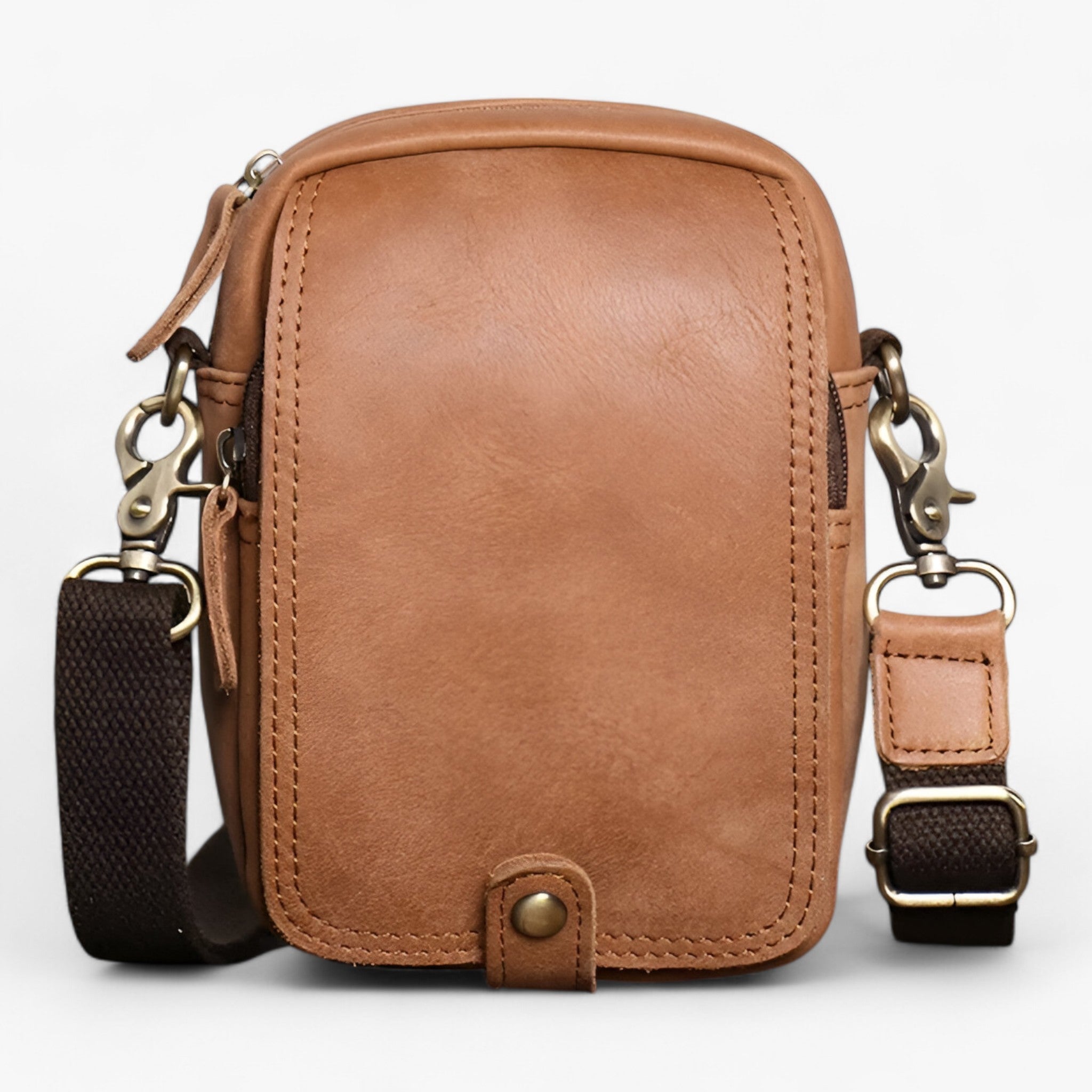 Henry | Borsa a tracolla in pelle bovina - Leggera e pratica - Marrone - - Concept Palermo