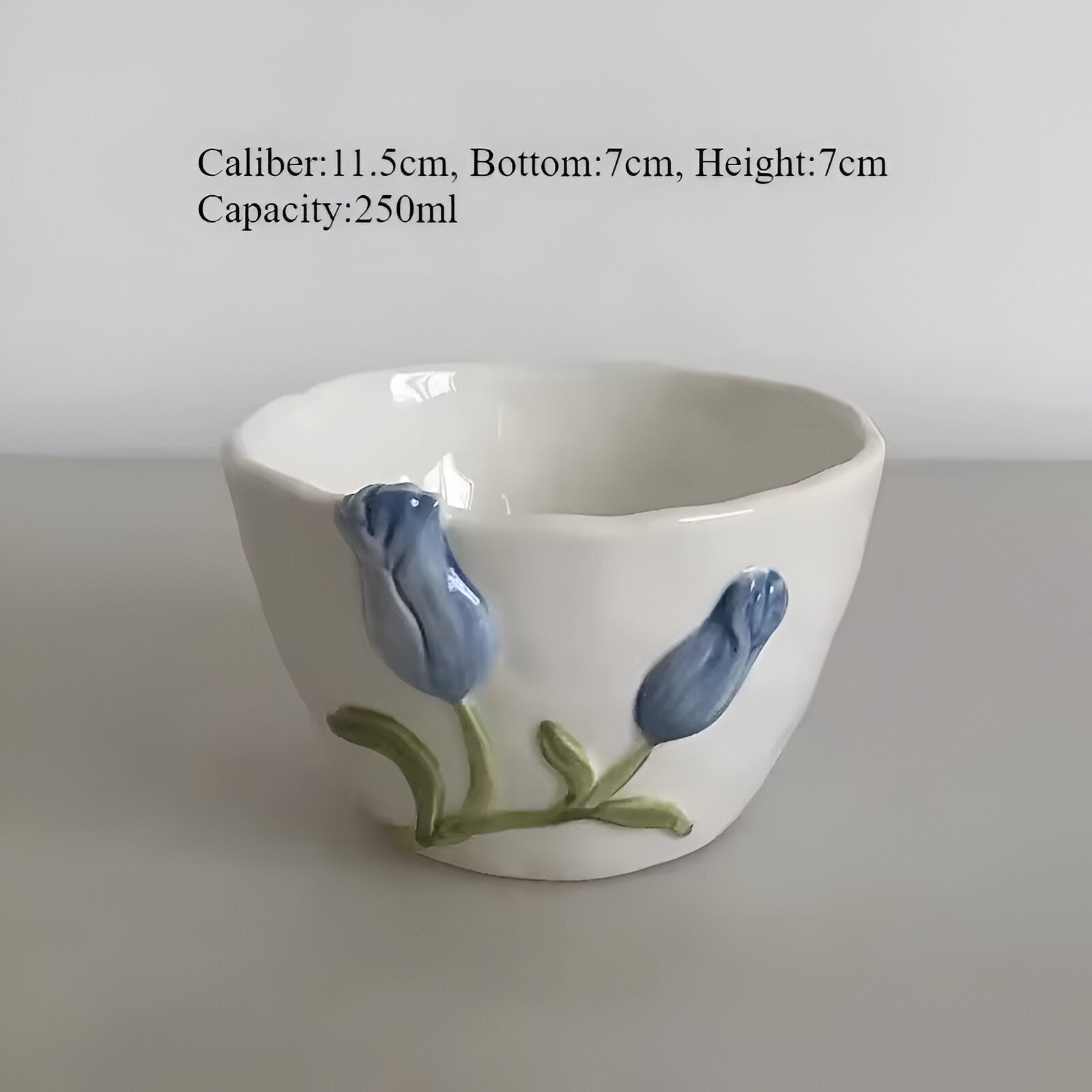 Florina | Tazza da caffè in ceramica creativa a forma di tulipano con piattino - Ciotola blu 6in 260-310ML - - Concept Palermo