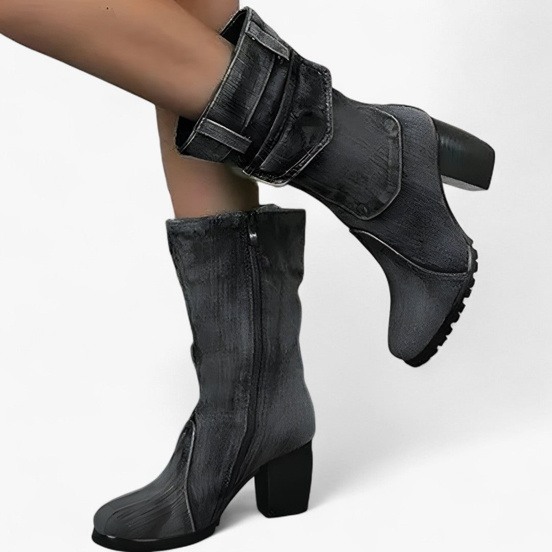 Sierra | Stivali da cowboy in denim con tacco alto - Nera - BOOTS Boots & Shoes - Concept Palermo