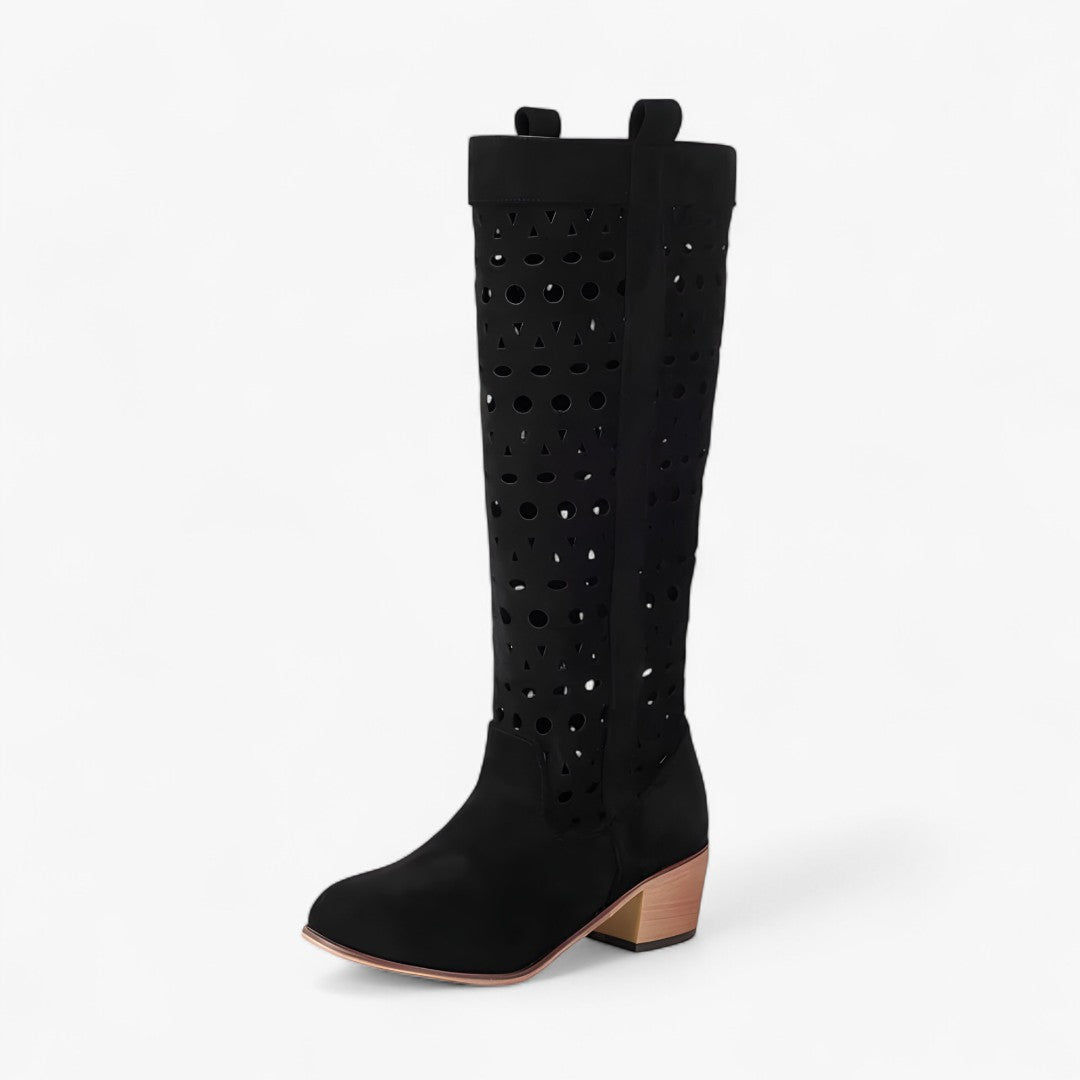 Emma | Stivali western estivi in finta pelle scamosciata con tacco cavo - Nera - BOOTS Boots & Shoes - Concept Palermo