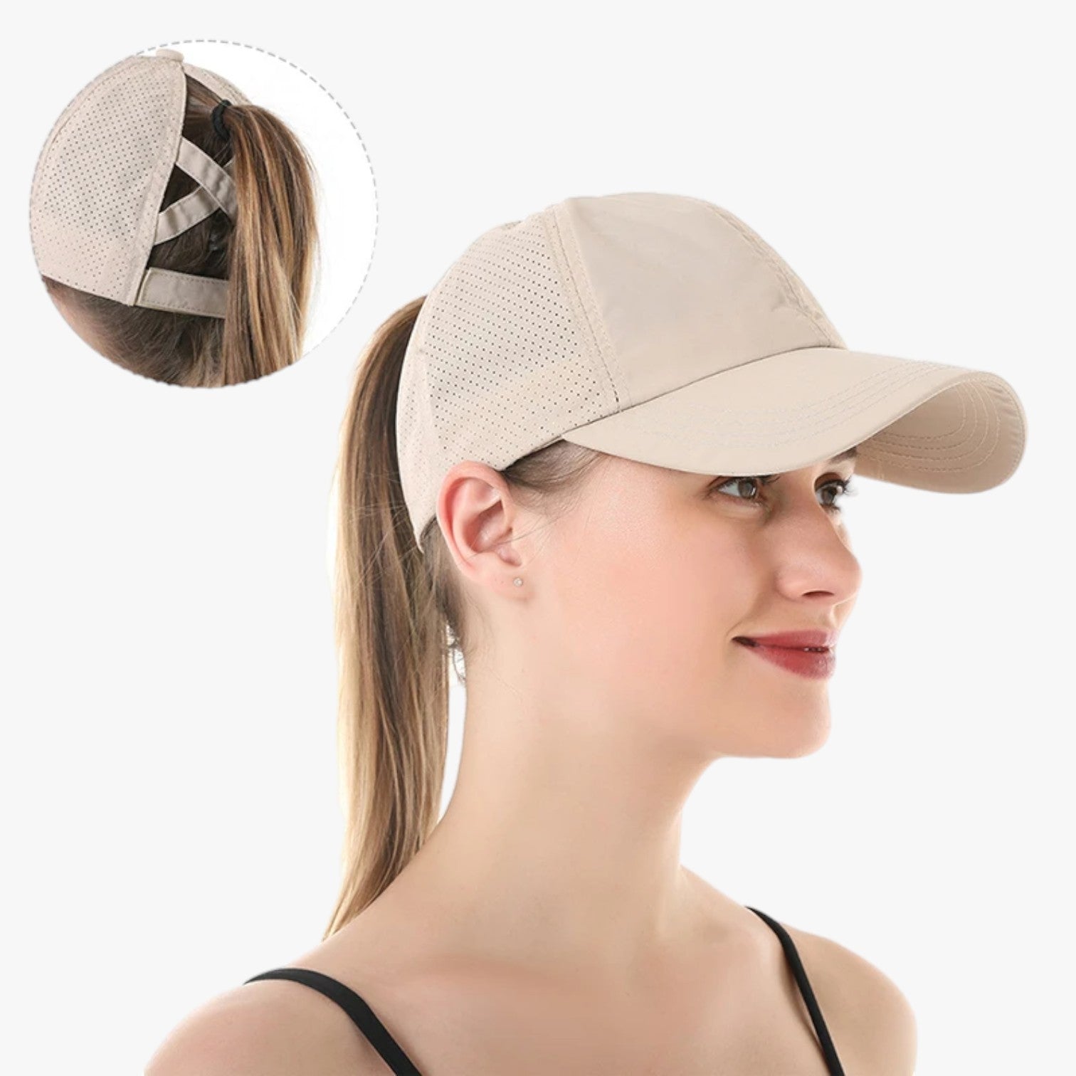 Aliyah | Cappello sportivo estivo con coda di cavallo e rete traspirante - Khaki - hat Hat for girls hats women hat womens hat - Concept Palermo