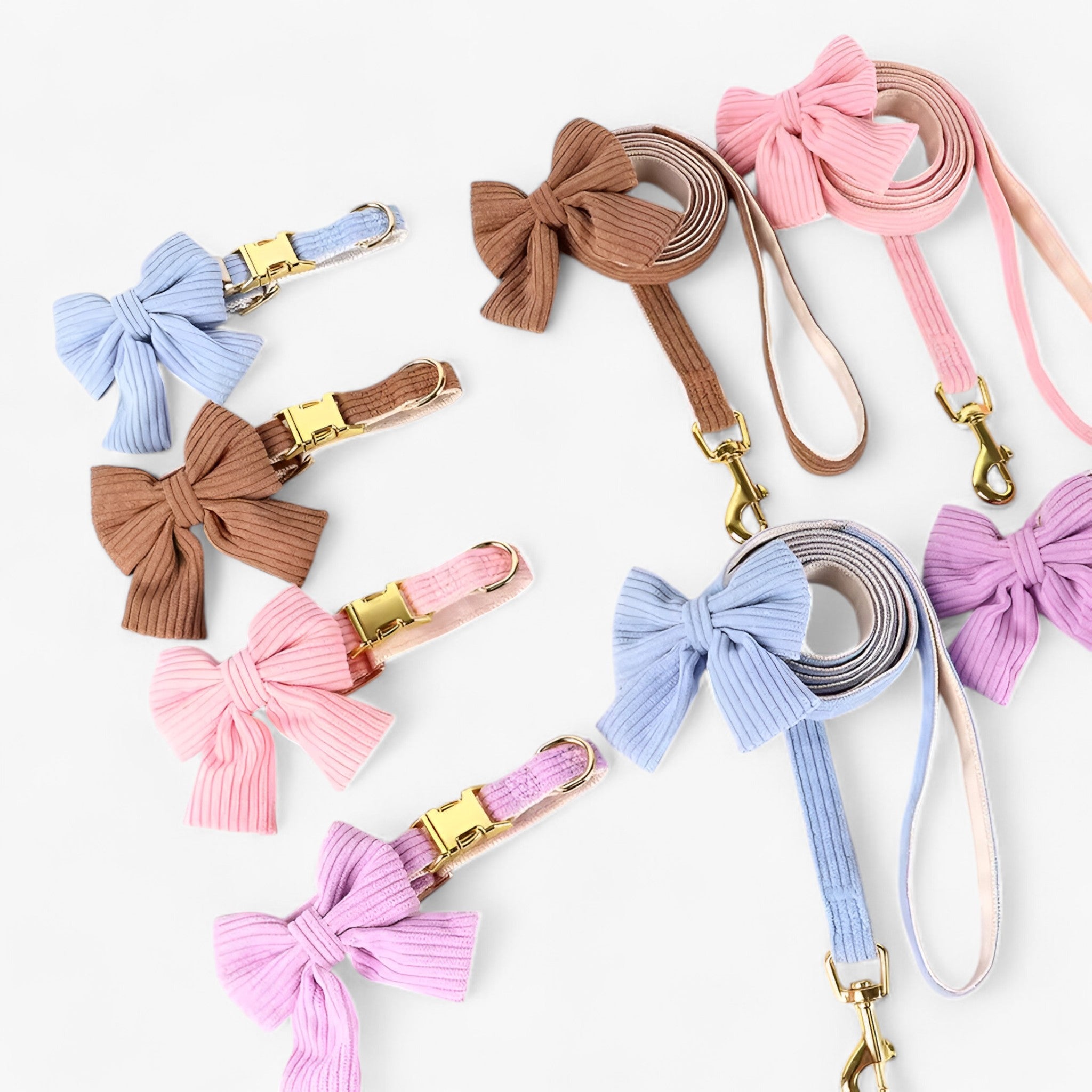 Luna | Set Collare e Guinzaglio Rosa Chiaro per Cani Piccoli e Medi - - - Concept Palermo