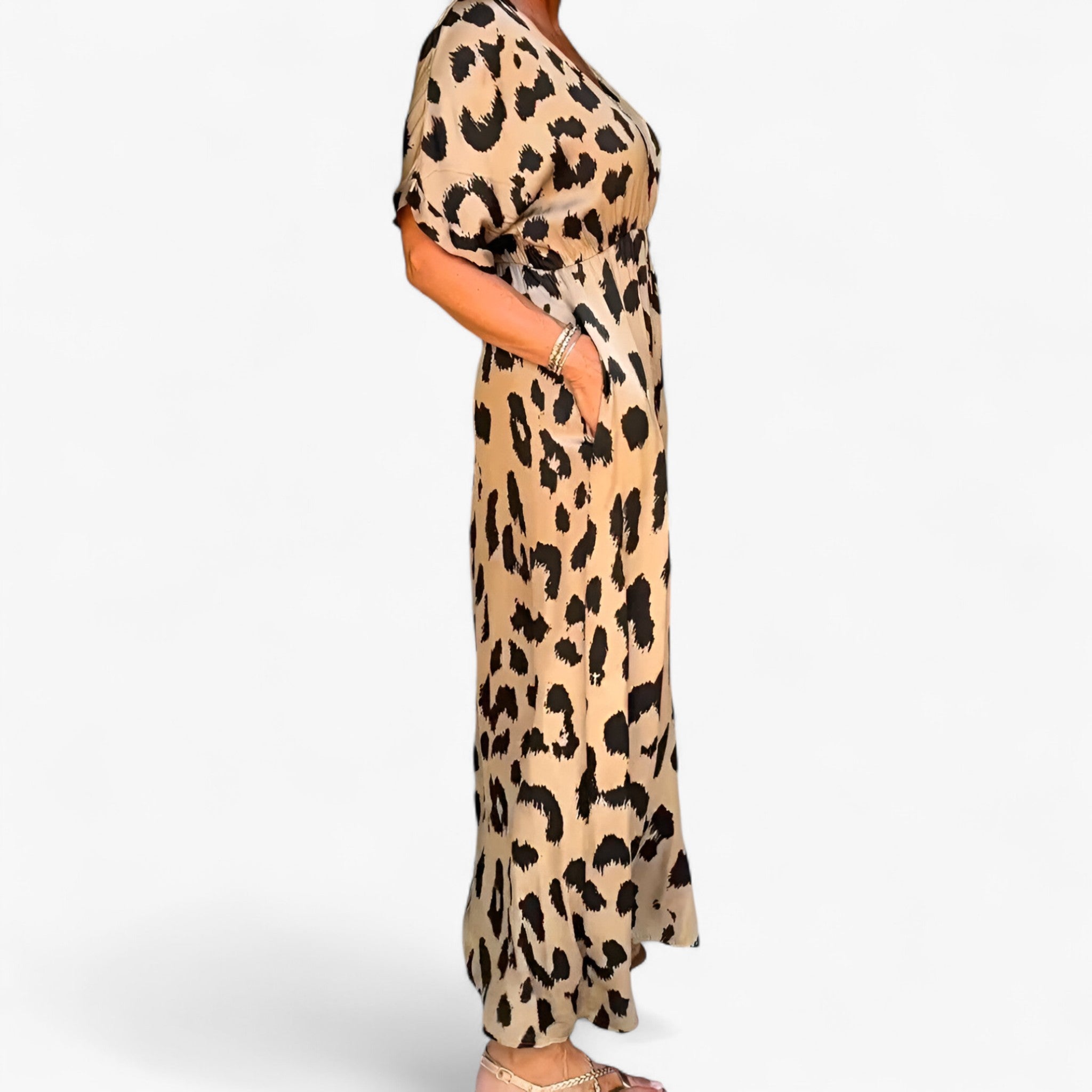 Carmen | Abito lungo da donna con stampa leopardo