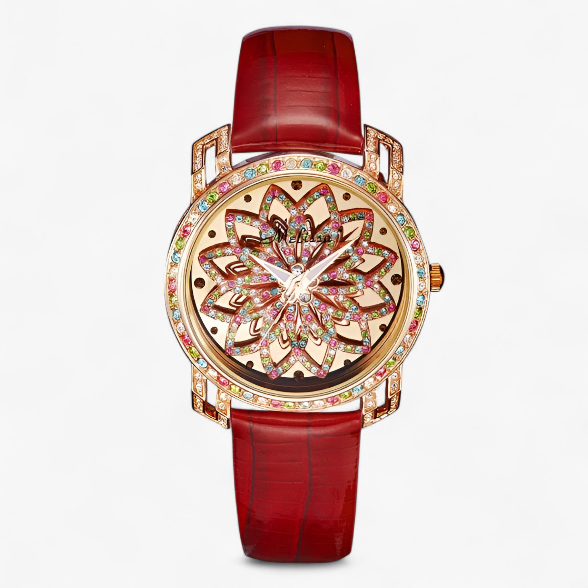 Yolanda | Orologio da donna al quarzo con cristallo a caramella e cinturino in pelle - Rossa - female watch watch for women - Concept Palermo
