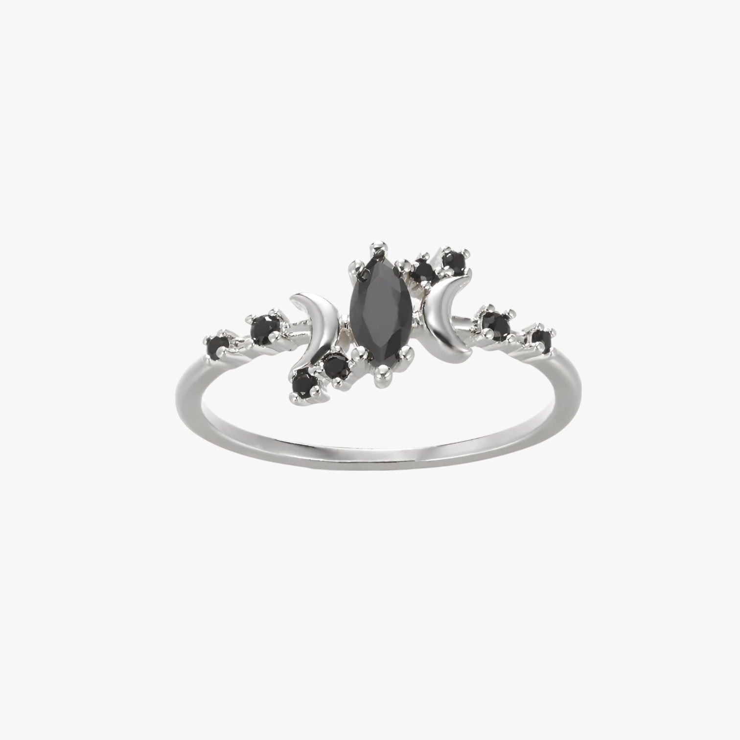 Irene | Anello Lunare Nero – Stile, Sostenibilità e Piena di Simbolismo - Argento 7 - Rings womens ring - Concept Palermo