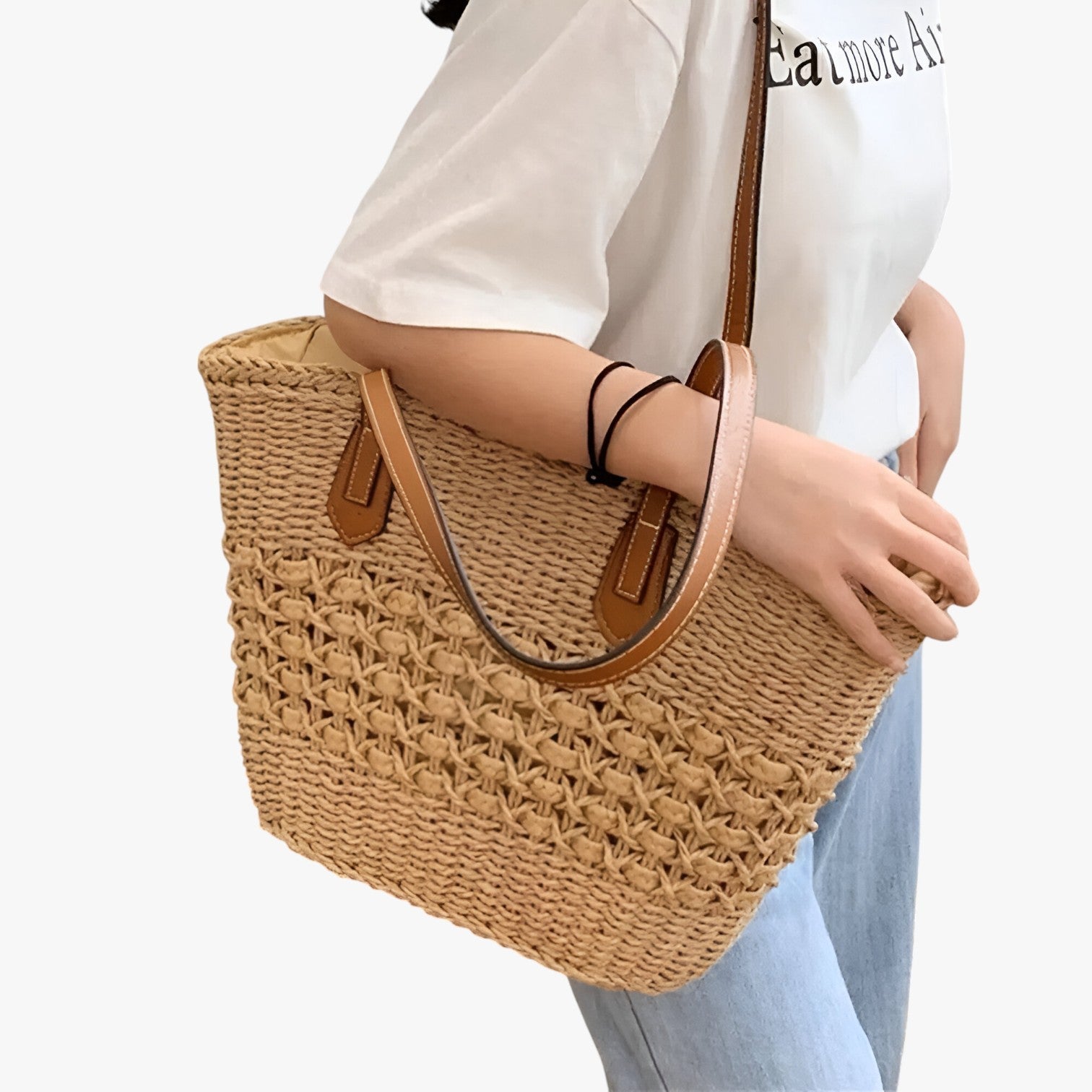 Leilani | Borsa a tracolla in paglia intrecciata per donna - Leggera e spaziosa borsa estiva - - handbags Women's handbags - Concept Palermo