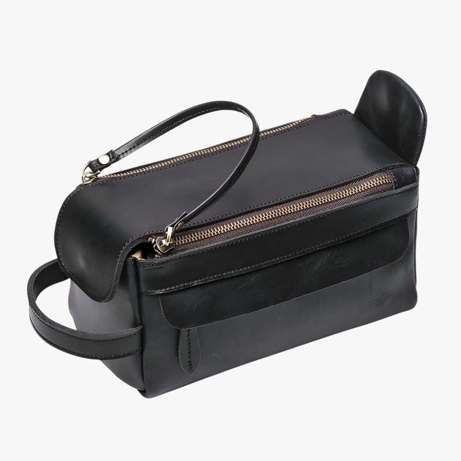 Zaiden | Ampia e Duratura Pochette da Toilette in Pelle per Uomini - Nero - Bags handbags - Concept Palermo