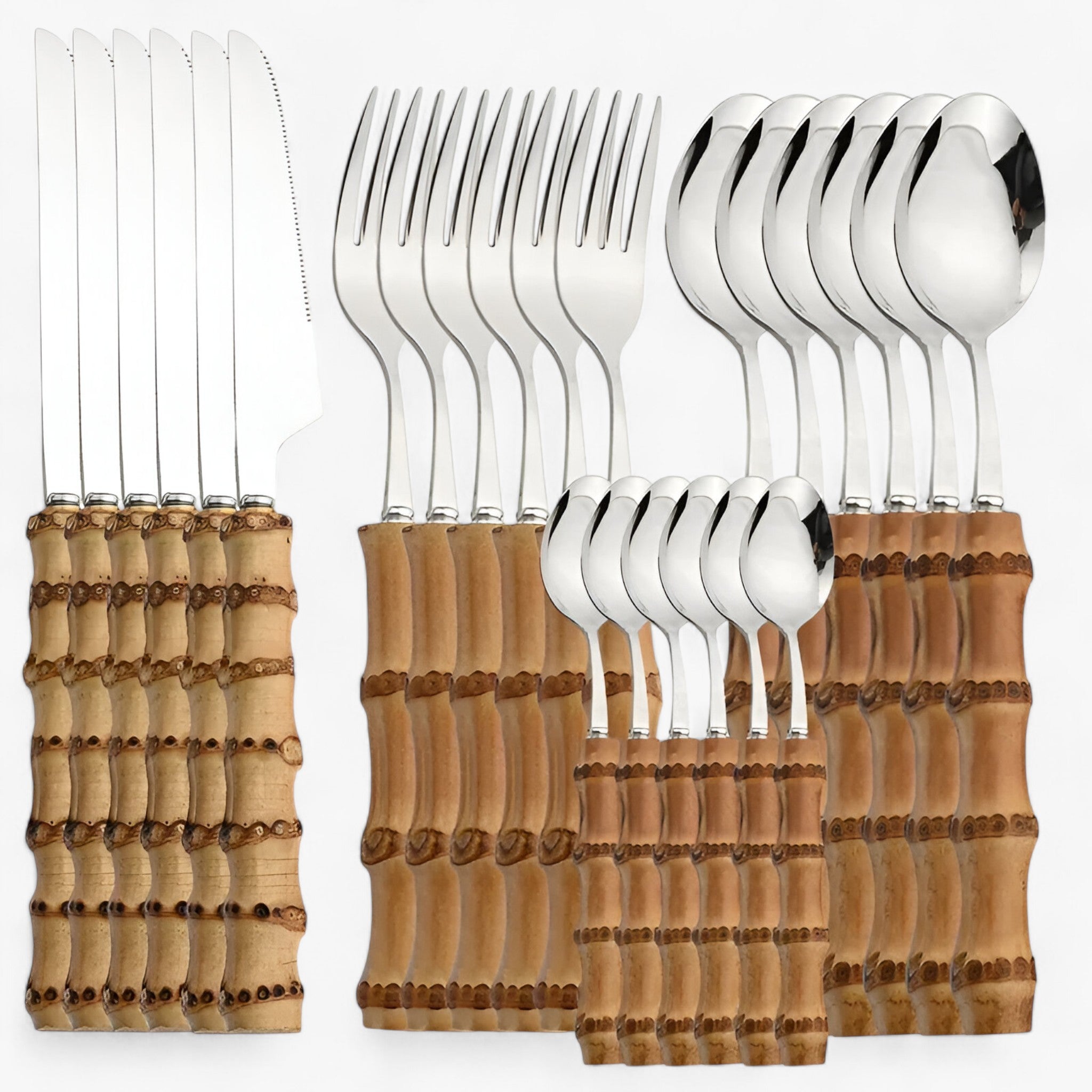 BambooCraft | Set di posate in bambù - Argento 24 pezzi - - Concept Palermo