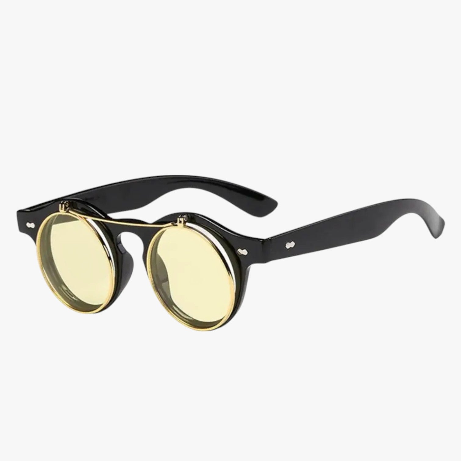 Zain | Occhiali da Sole Retrò Unisex Doppia Lente Flip & Protezione UV Punk - nero giallo - Fashion Sunglasses mens sunglasses Sunglasses - Concept Palermo