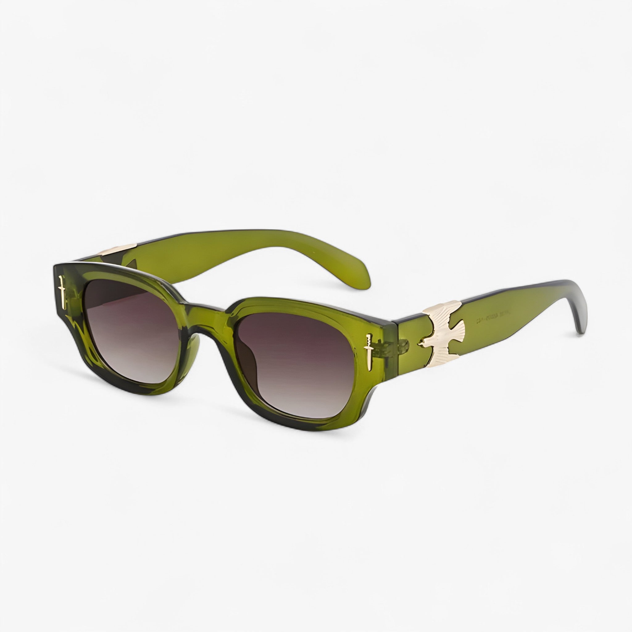 Arvid | Occhiali da sole rettangolari vintage con aquila in volo - VerdeMarrone - Fashion Sunglasses men sunglasses polarized mens sunglasses Polarized man sunglasses Sunglasses sunglasses polarized men - Concept Palermo
