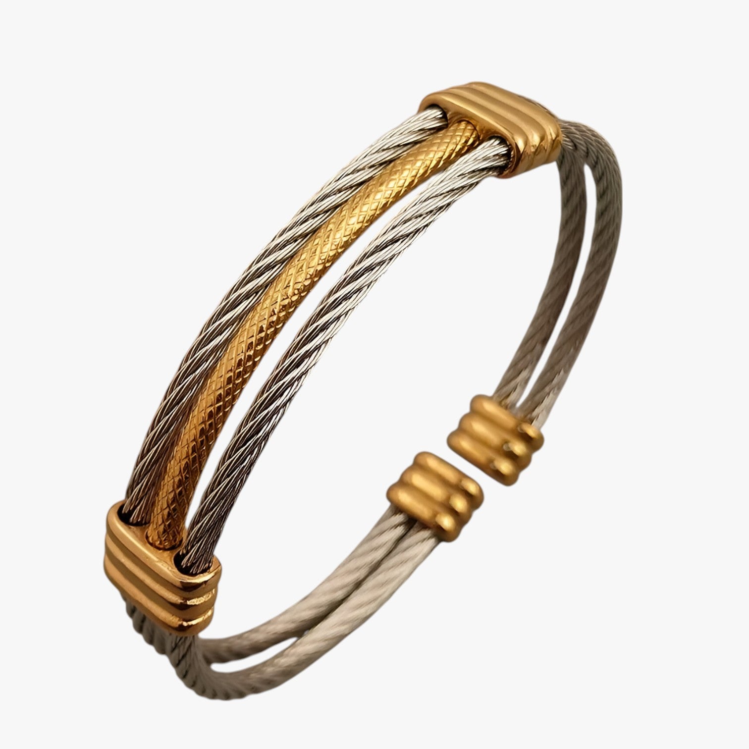 Dakota | Elegante bracciale con motivo a corda - Argento e Oro - BRACELET FOR WOMEN BRACELETS bracelets for women - Concept Palermo