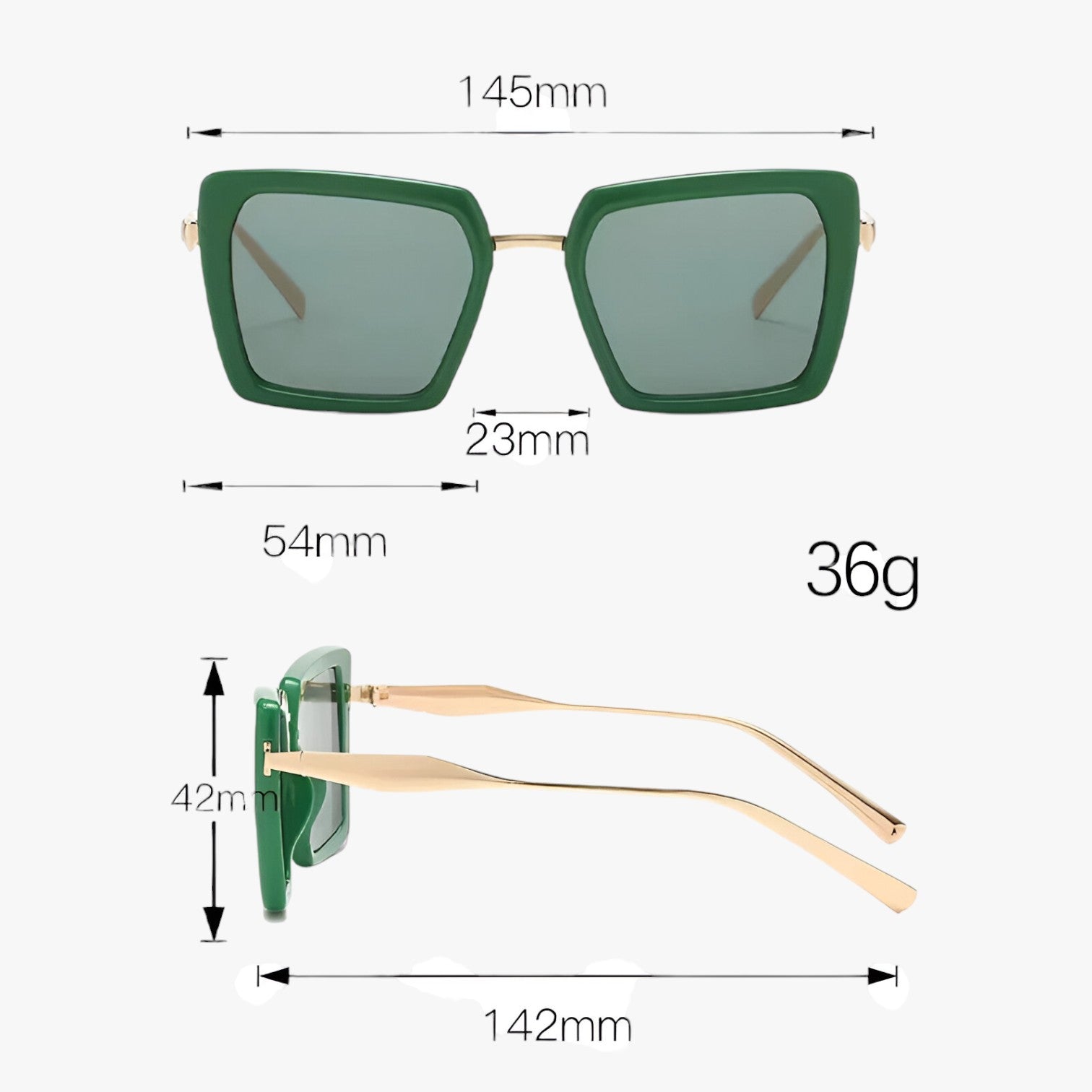Riley | Occhiali da sole vintage quadrati con lenti verde scuro - - Fashion Sunglasses sun glasses womens sun glasses - Concept Palermo