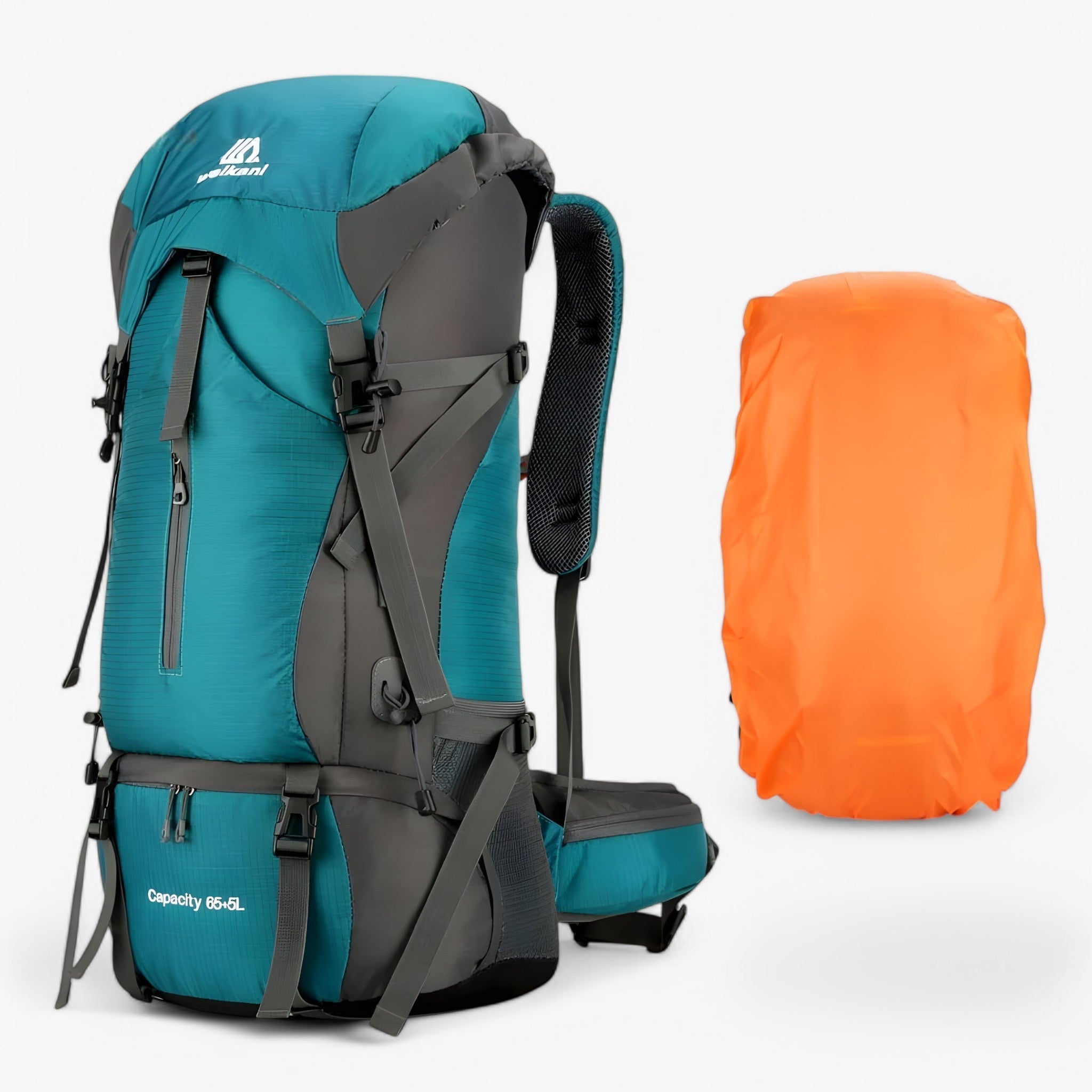 Zaino da campeggio in nylon da 70L con copertura antipioggia - 70L Blu Mare - 70L backpack hiking backpacks travel backpacks - Concept Palermo