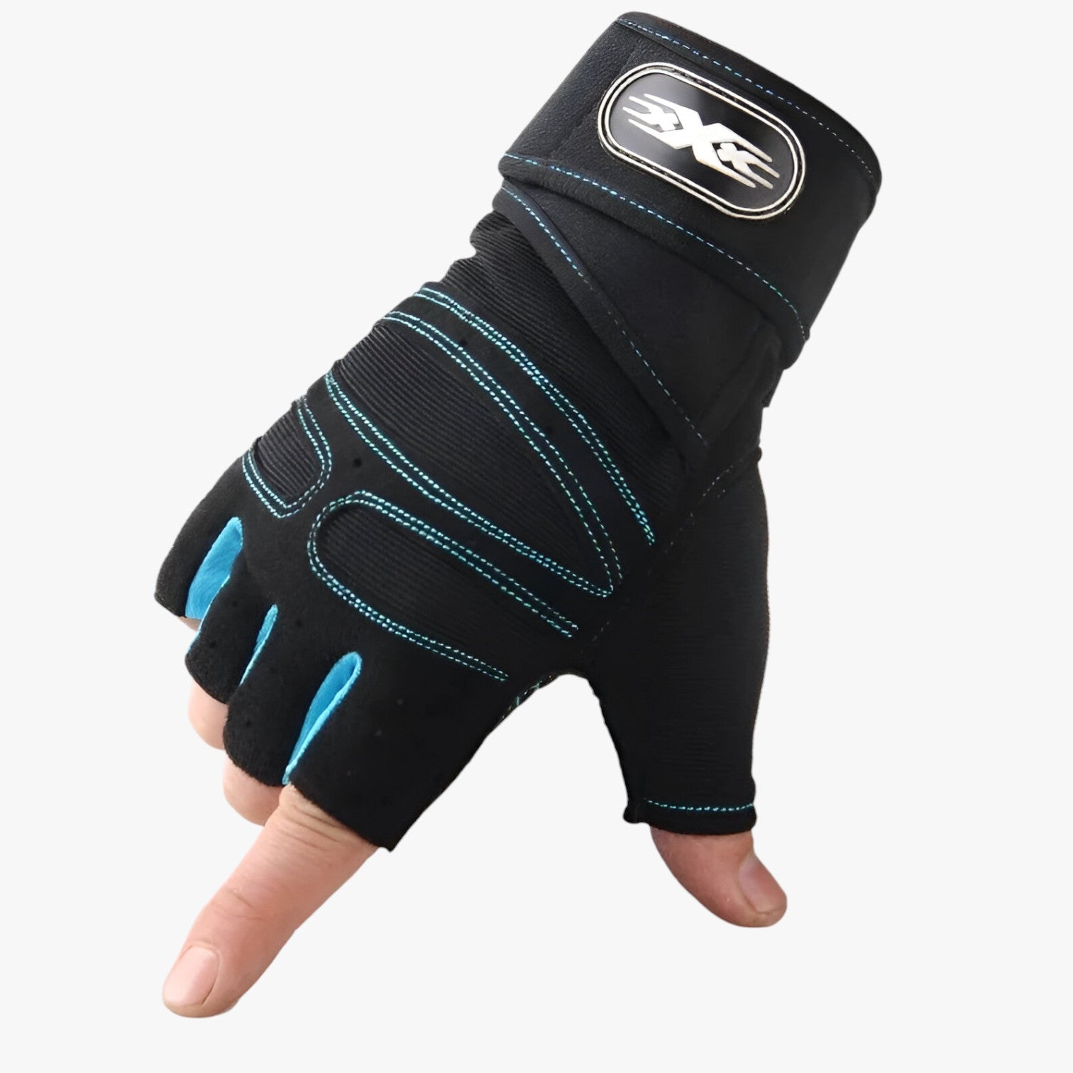 Mirko | Guanti sportivi senza dita con protezione per i polsi - Blu chiaro - gloves mens accessory - Concept Palermo