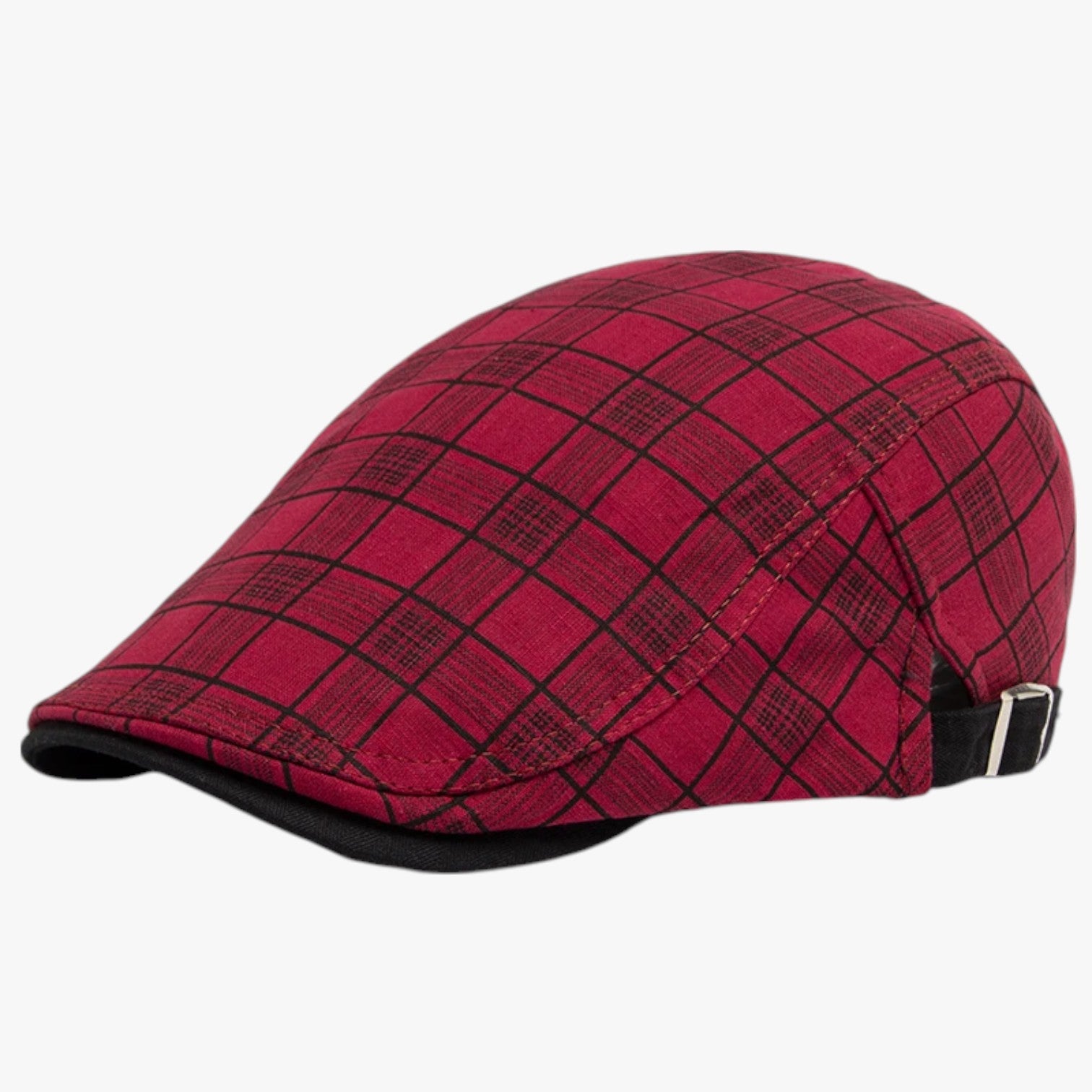 Blake | Berretto Estivo in Cotone e Lino Vintage - Plaid Burgundy Adjustable 54-59 cm - caps mens cap - Concept Palermo
