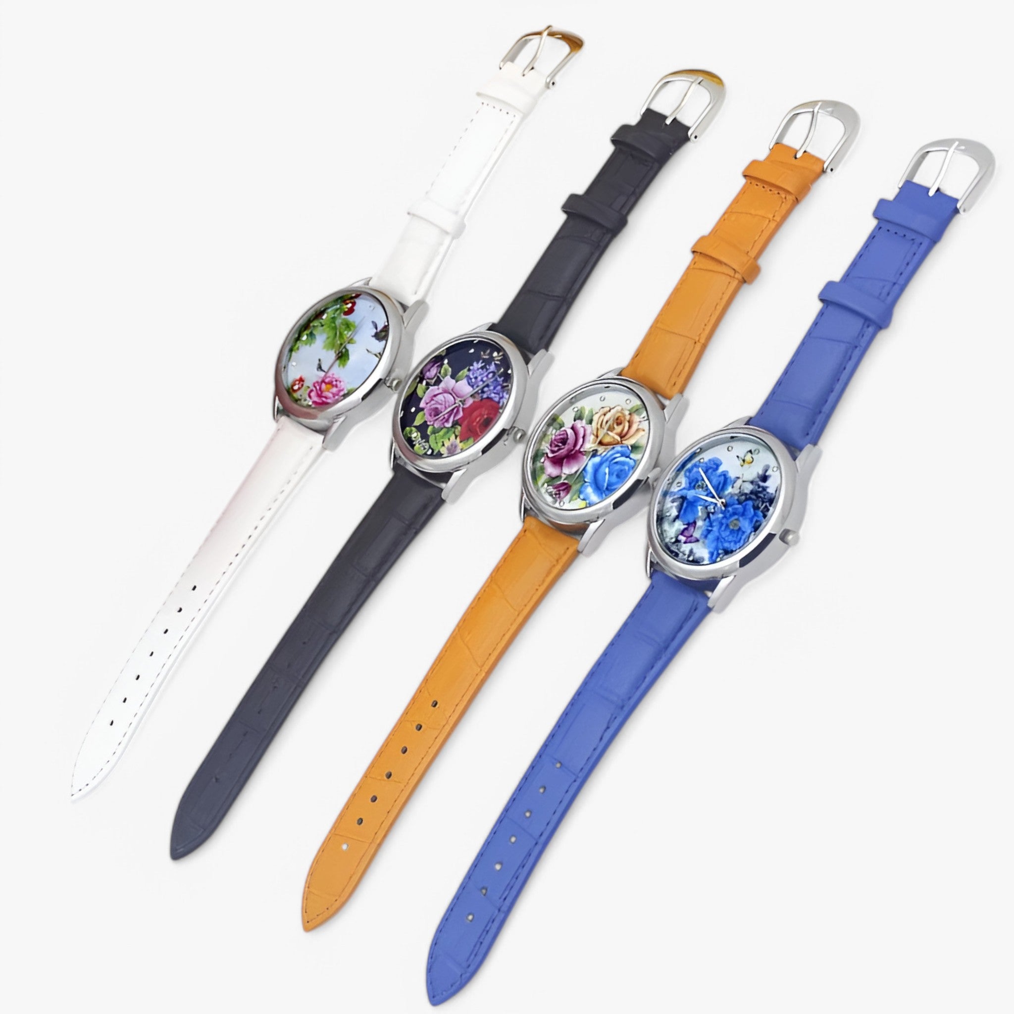 Kaia | Orologio da donna con cinturino in pelle e quadrante floreale elegante - - female watch watch for women - Concept Palermo