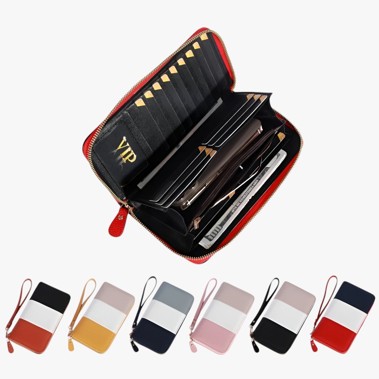 Caesy | Portafoglio di lusso in pelle tricolore - protezione RFID e spazioso - - wallet womens wallet - Concept Palermo