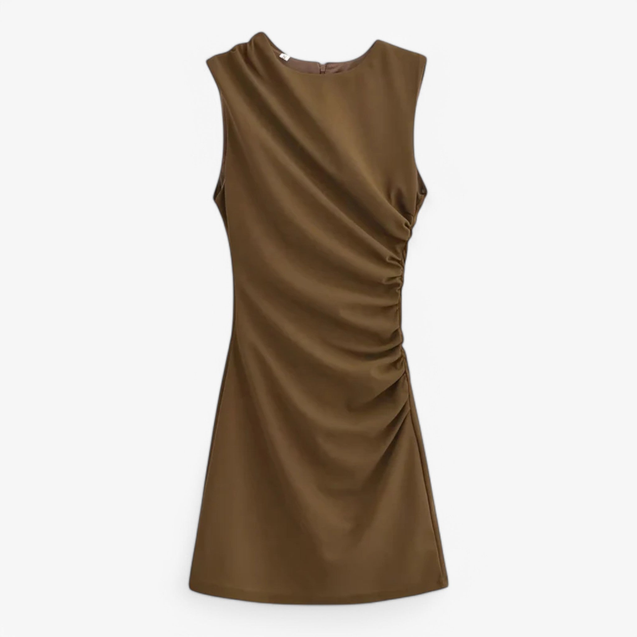 Evelyn | Abito arricciato - Sofisticato e alla moda - Marrone - - Concept Palermo