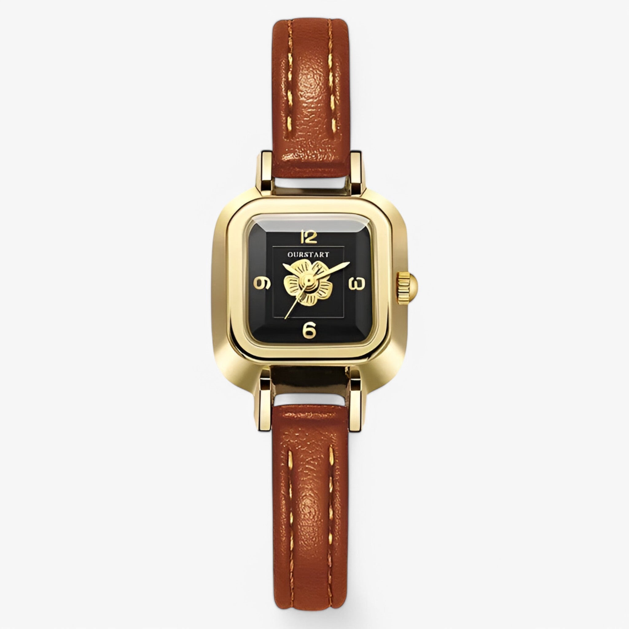 Carol | Orologio da donna al quarzo con quadrante floreale e cinturino in pelle sottile - Marrone - female watch watch for women - Concept Palermo