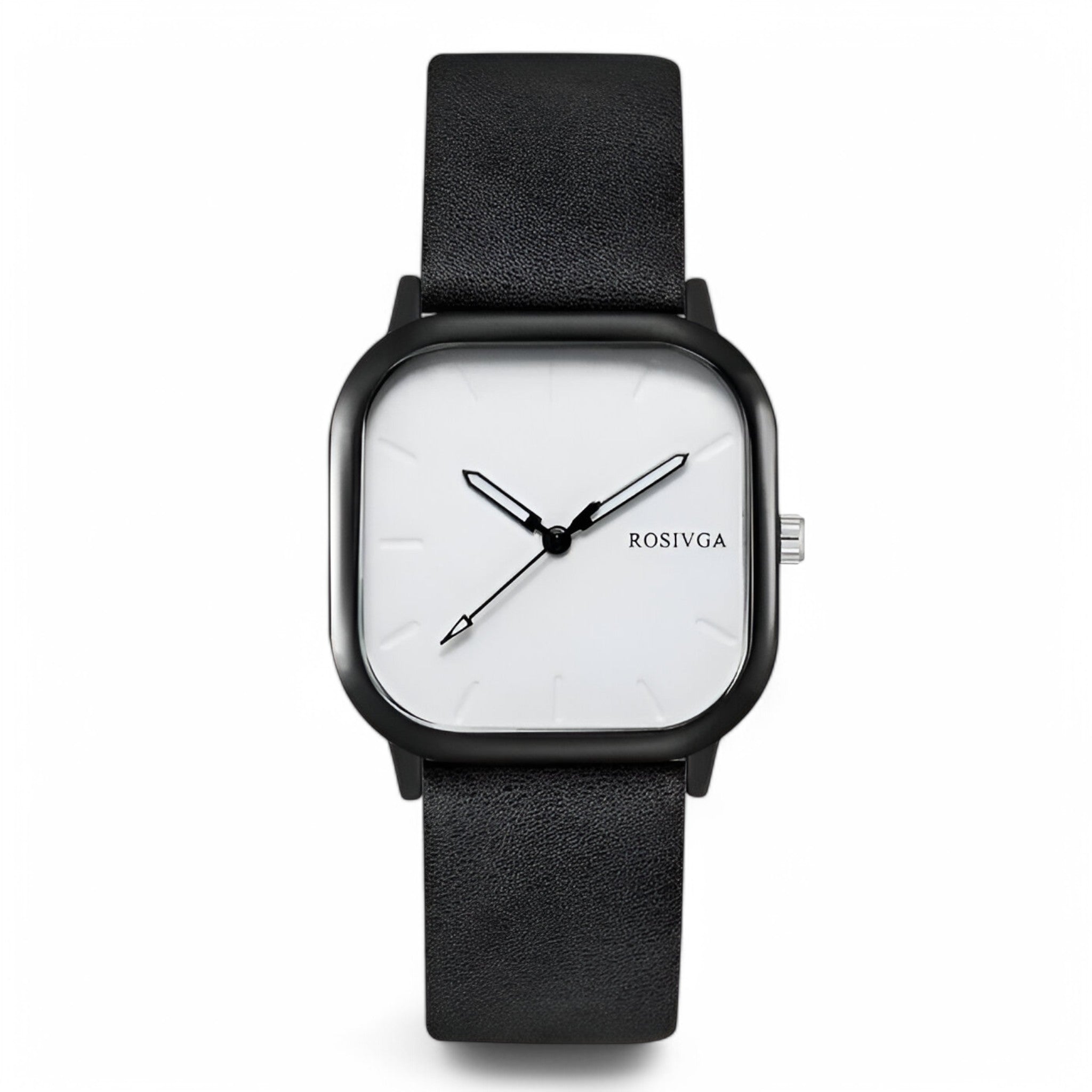 Elias | Orologio al quarzo con quadrante quadrato in pelle PU - Nero - - Concept Palermo