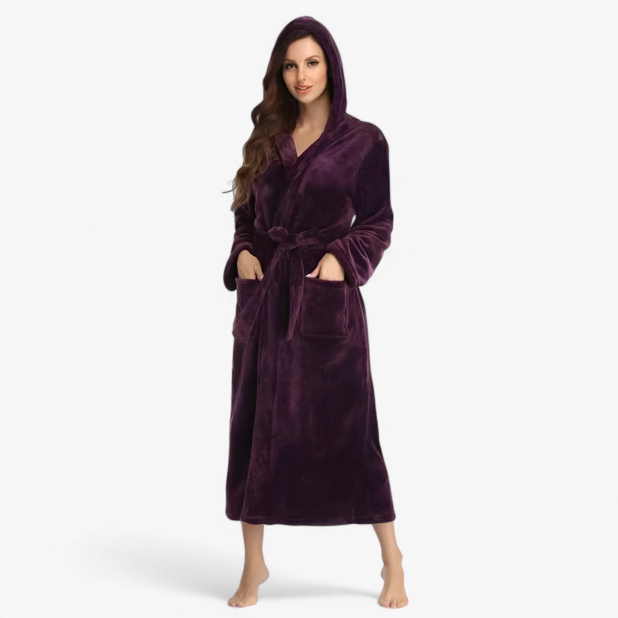 Amalie | Accappatoio in Fleece Morbido e Caldo - Viola scuro - - Concept Palermo