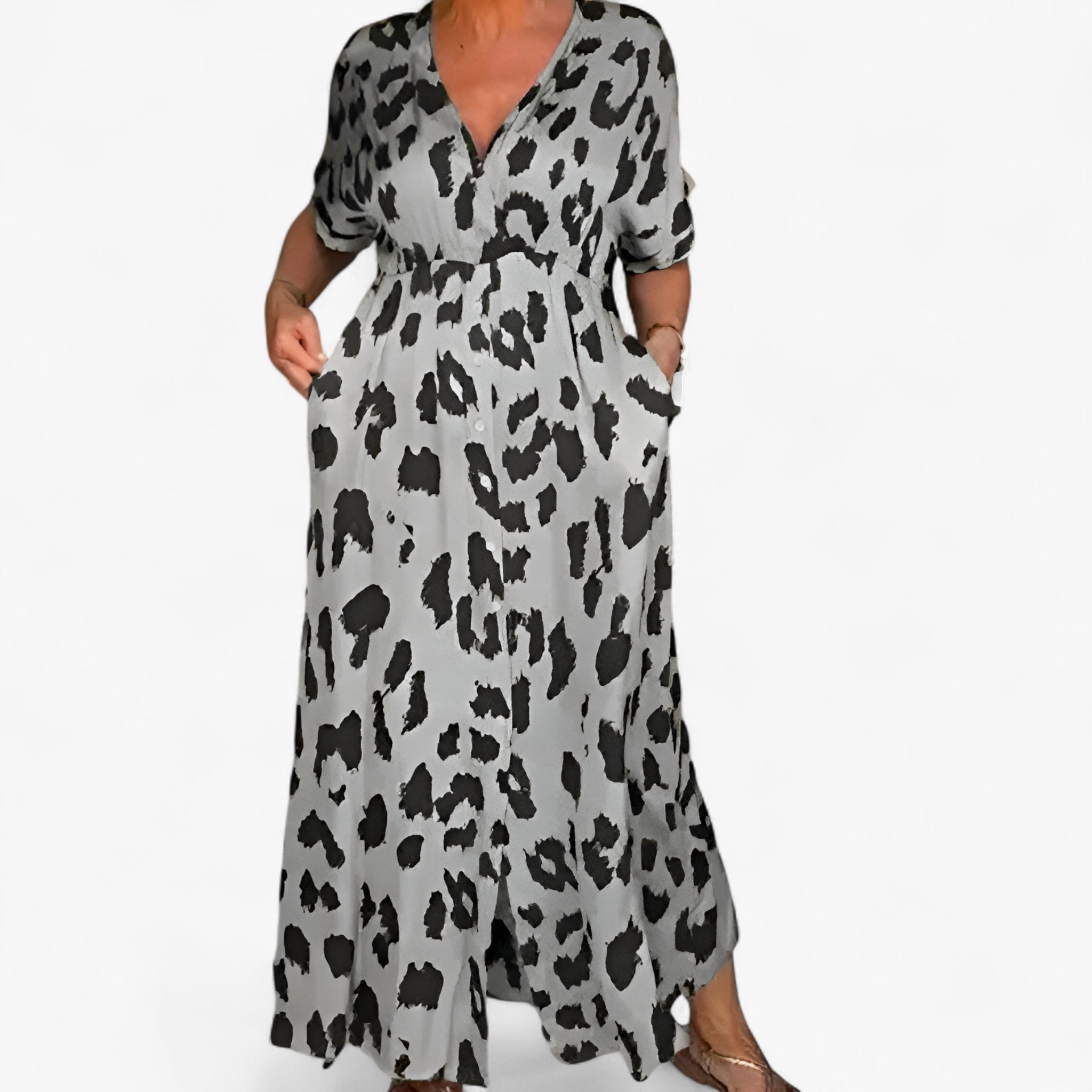 Carmen | Abito lungo da donna con stampa leopardo
