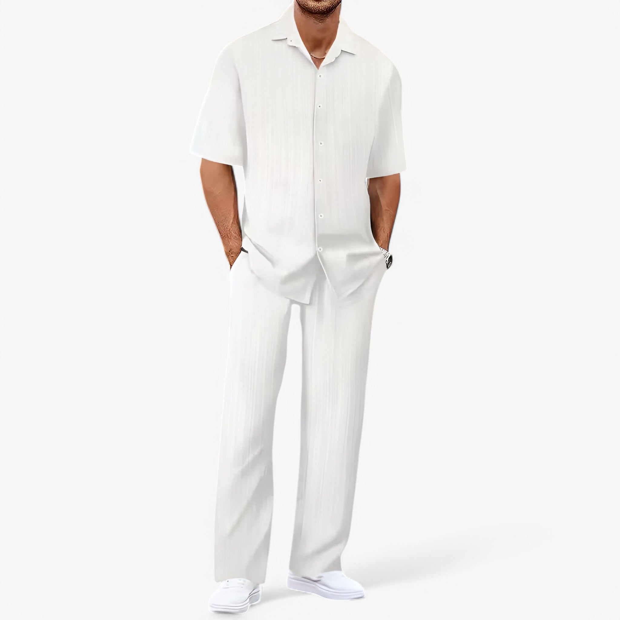 Lorenzo | Set Camicia e Pantaloni Business Casual - Bianco Confezione da 1 - - Concept Palermo