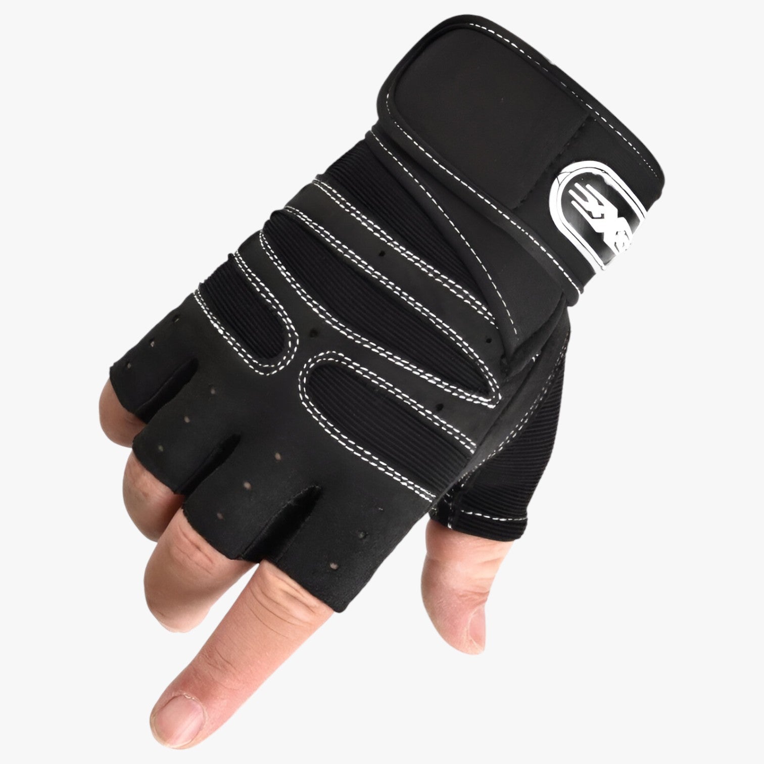 Mirko | Guanti sportivi senza dita con protezione per i polsi - Bianco - gloves mens accessory - Concept Palermo