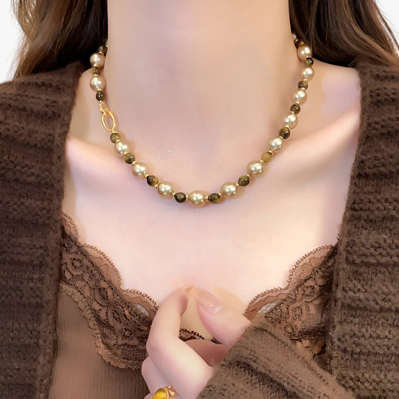 Malia | Elegante collana in occhio di tigre per un look raffinato - - Fashion Necklaces Necklace Necklaces for Women - Concept Palermo