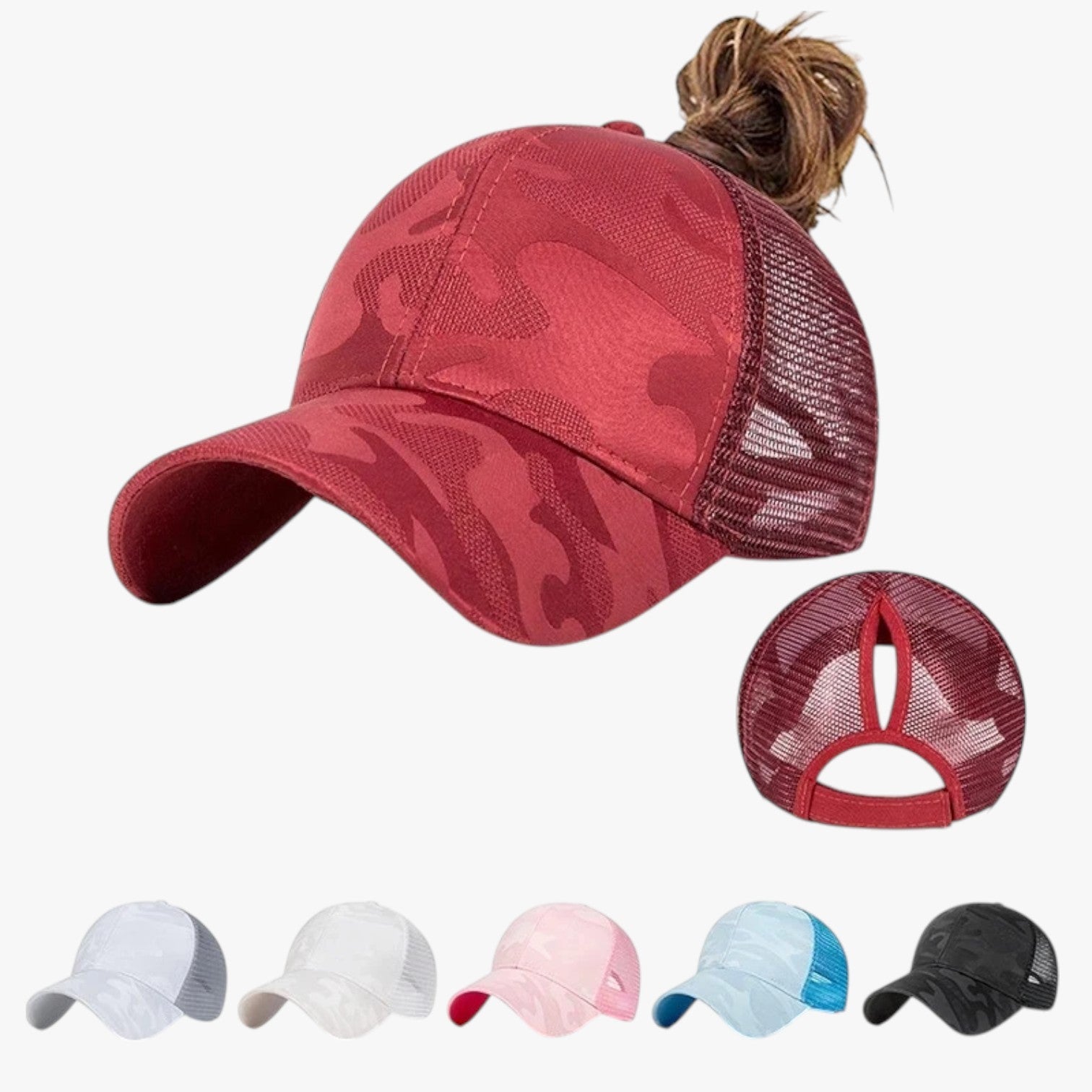 Blaire | Cappello Estivo Camo con Rete e Chignon - - hat Hat for girls hats women hat womens hat - Concept Palermo
