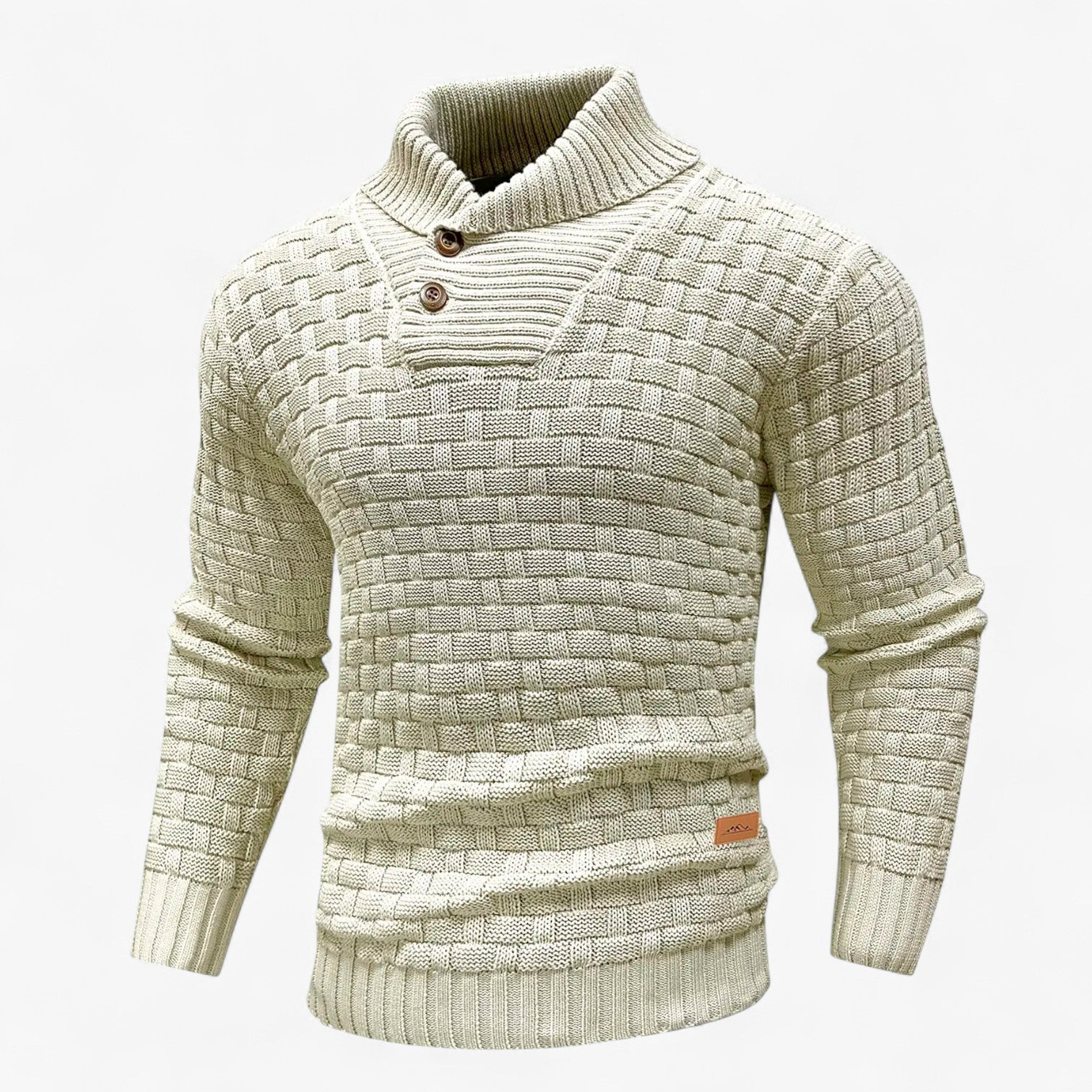 Nathan | Maglione morbido in maglia da uomo in stile invernale caldo con scollo rotondo - Khaki - Sweater sweater men sweaters - Concept Palermo