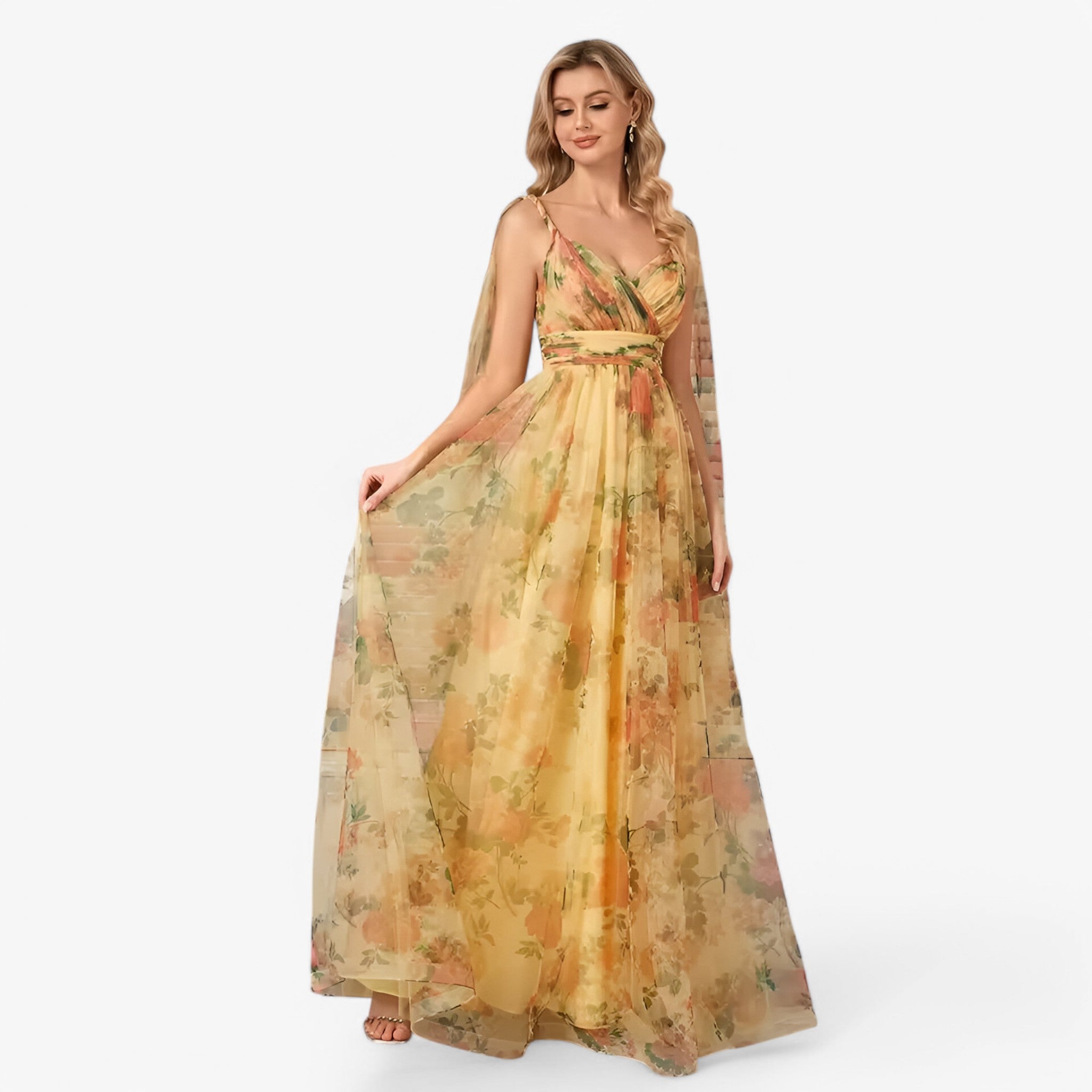 Valentina | Abito da Sera in Chiffon con Scollo a V - - - Concept Palermo