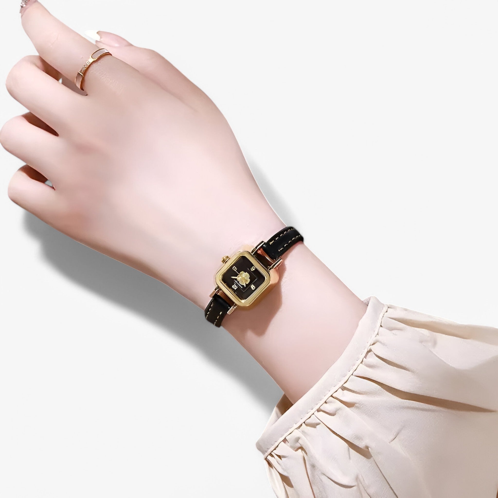 Carol | Orologio da donna al quarzo con quadrante floreale e cinturino in pelle sottile - - female watch watch for women - Concept Palermo