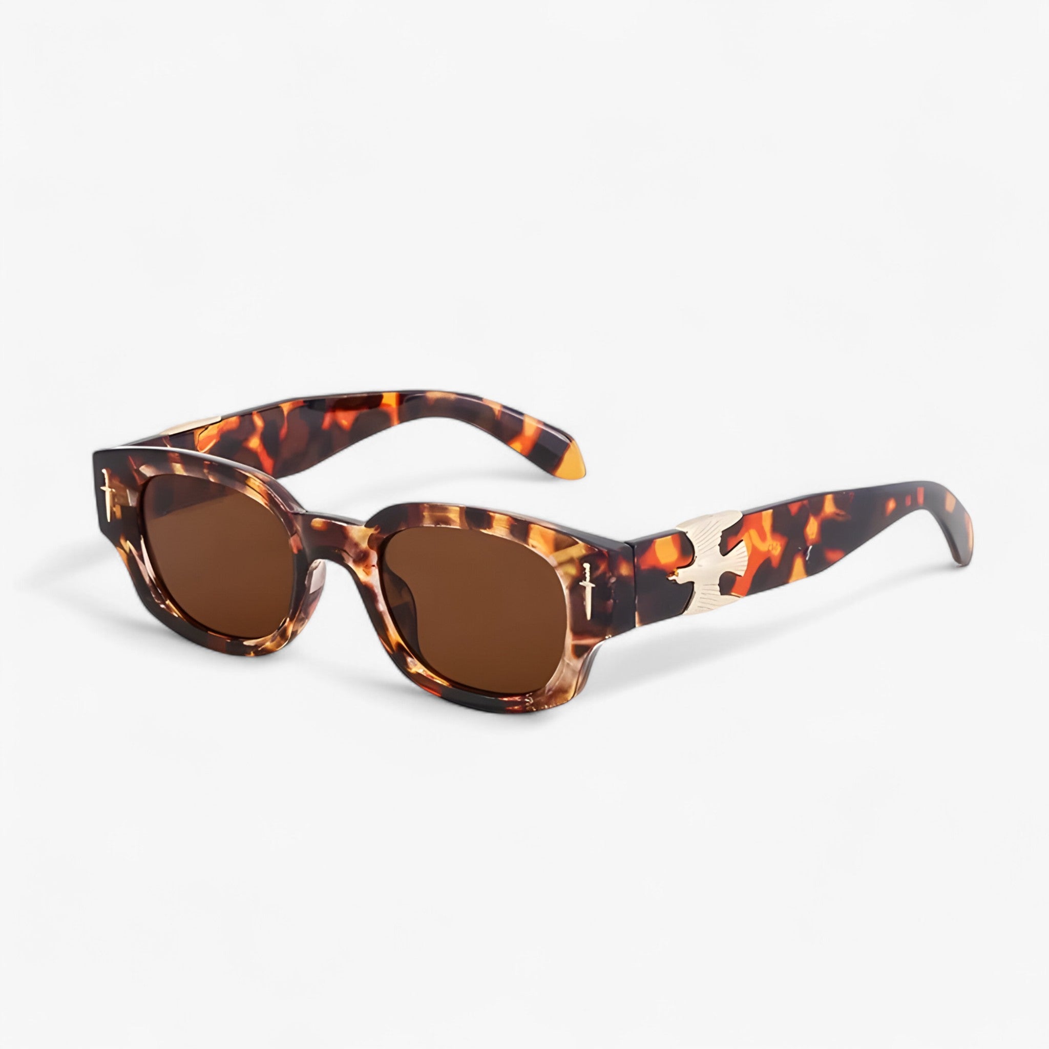 Arvid | Occhiali da sole rettangolari vintage con aquila in volo - Demi Marrone - Fashion Sunglasses men sunglasses polarized mens sunglasses Polarized man sunglasses Sunglasses sunglasses polarized men - Concept Palermo