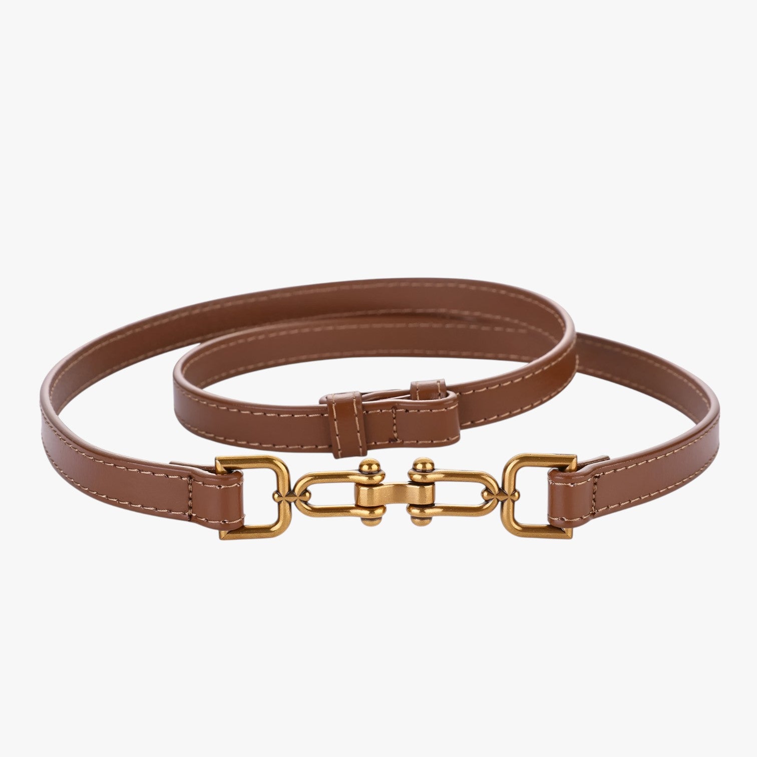 Alora | Cintura sottile in pelle in stile coreano - Arancione bruciato 97cm CINA - Belts waist belt for women Womens belt - Concept Palermo