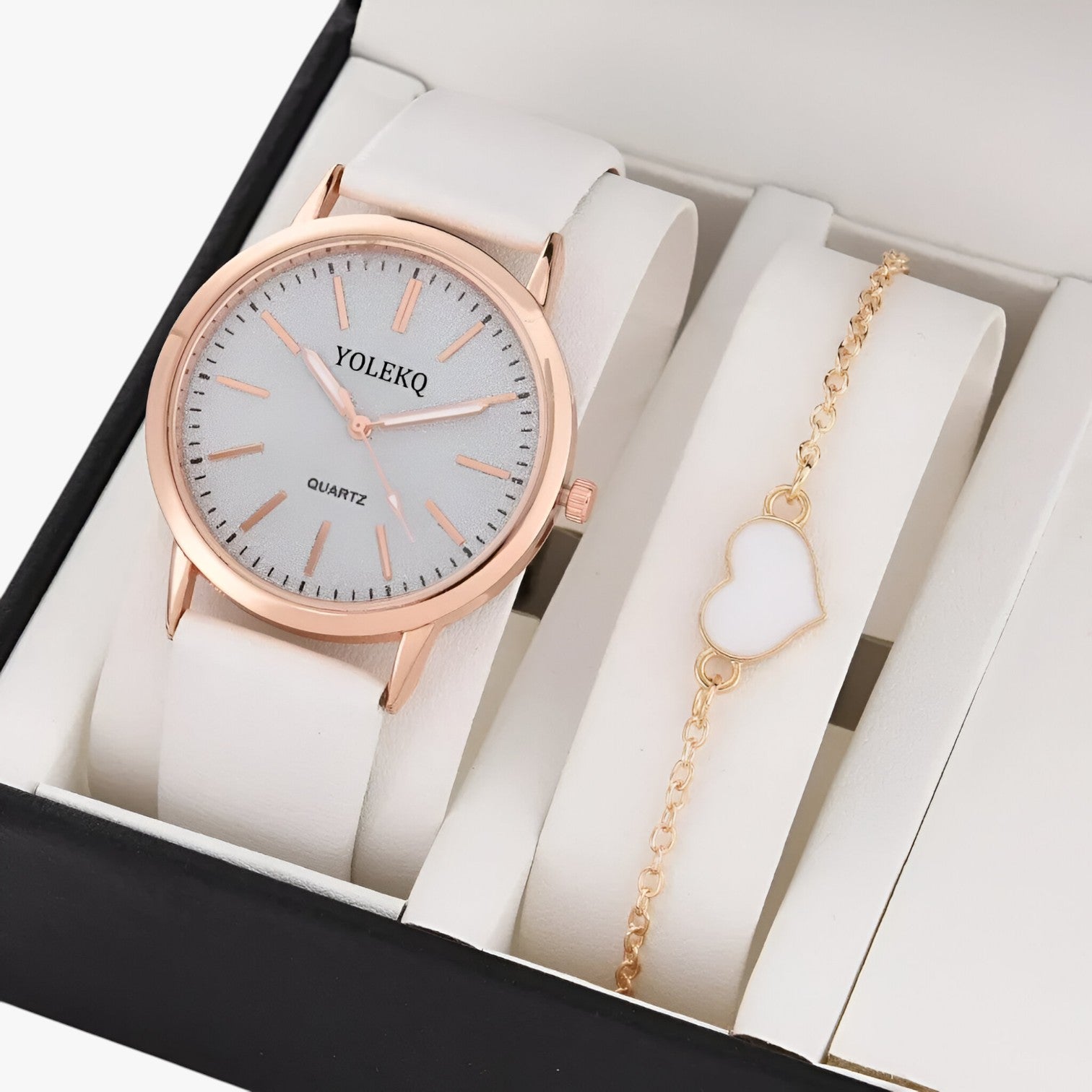 Nova | Set Eleganza Femminile 2 Orologi da Donna in Pelle e Bracciale, Stile Lusso al Polso - WHITE - female watch ladies watch watch watch for women watches wrist watches for women - Concept Palermo