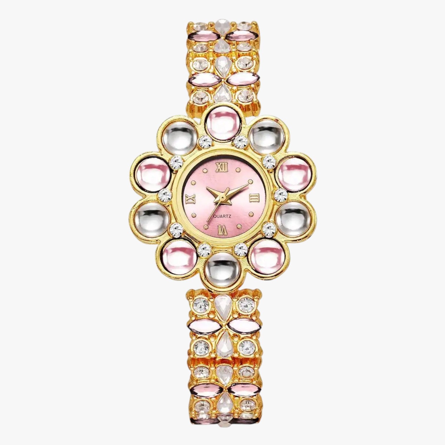 Lilliana | Elegante orologio con quadrante a fiori in cristallo - Rosa - female watch ladies watch watch watch for women watches - Concept Palermo