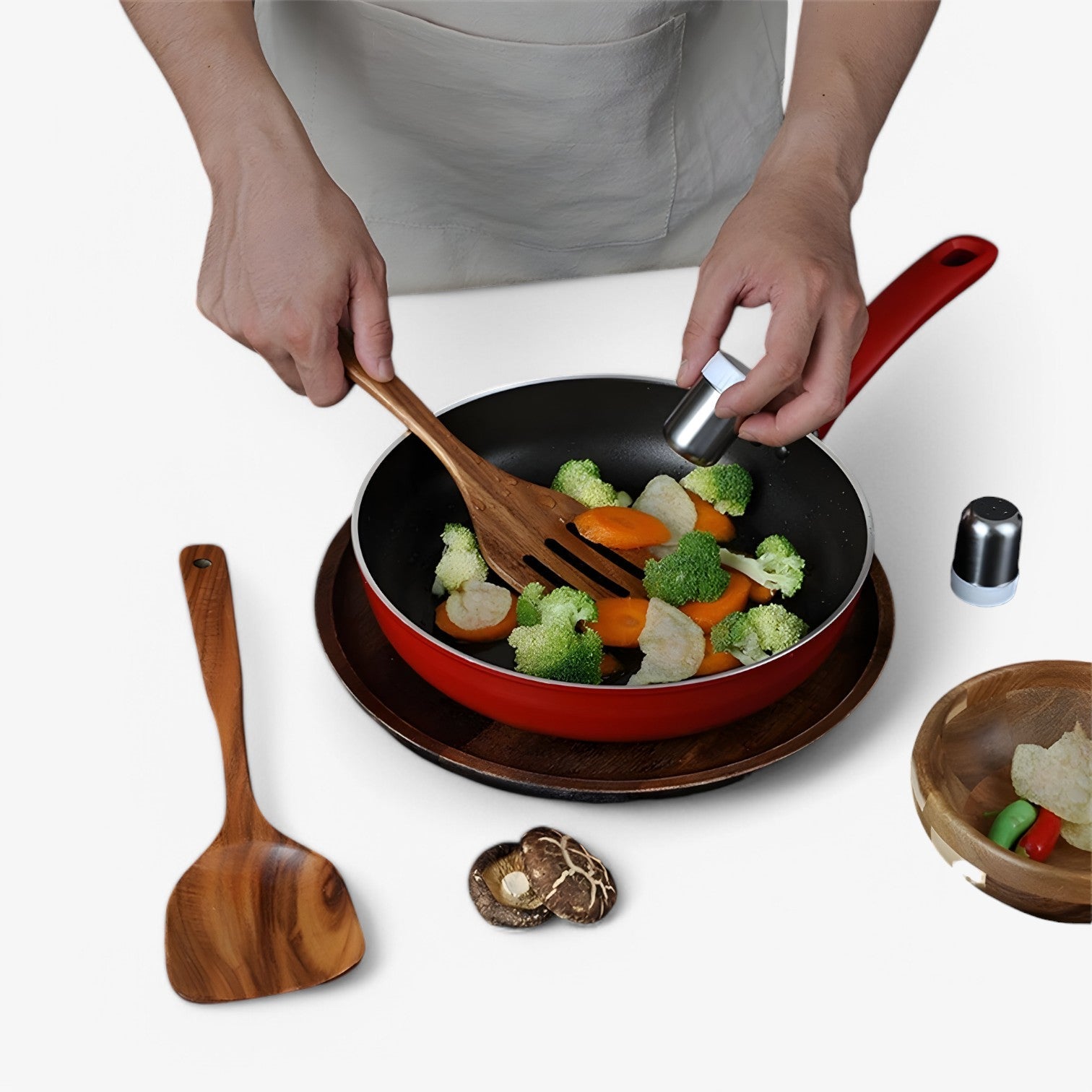 Olivia | Set di cottura in legno 7 pezzi – naturale, sostenibile e antiaderente - - Kitchen kitchen accessory kitchen tools - Concept Palermo