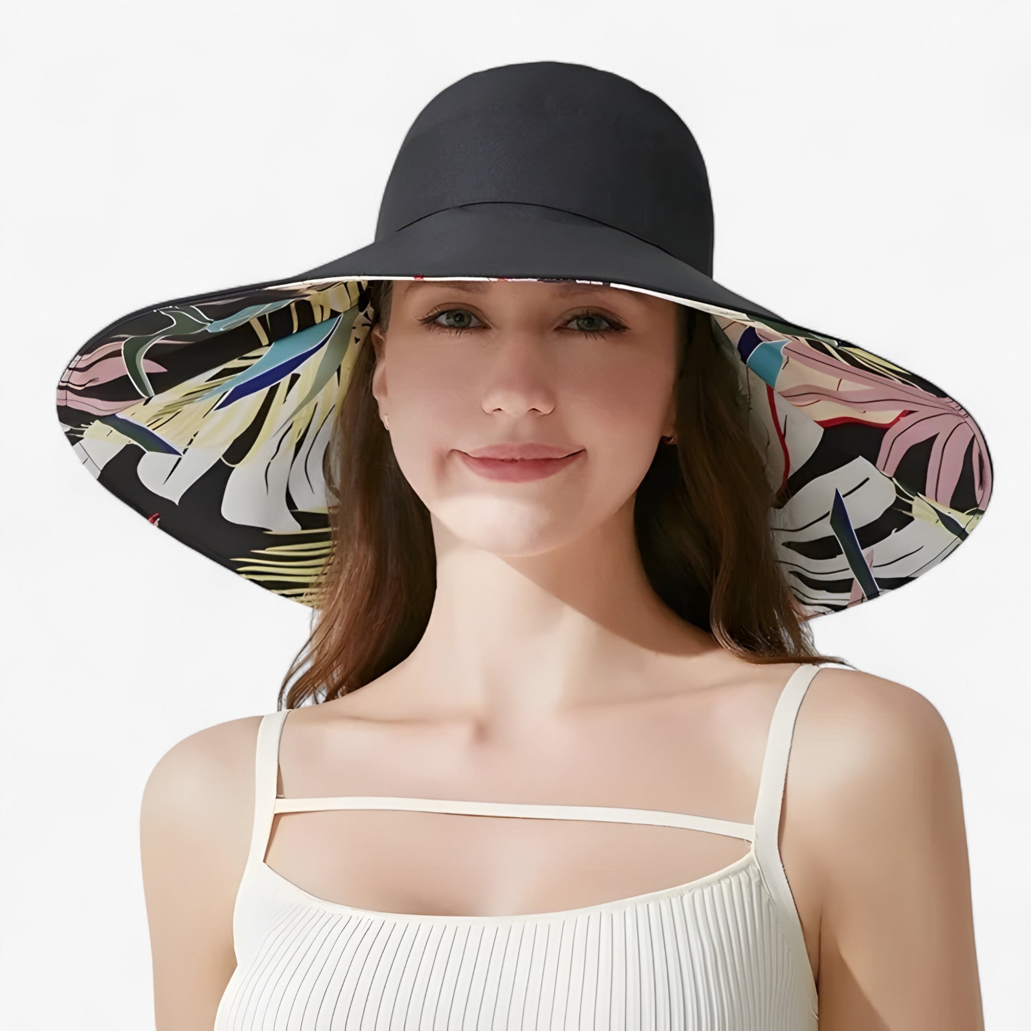 Jillian | Cappello Estivo con Ampia Tesa Reversibile - Nero - - Concept Palermo
