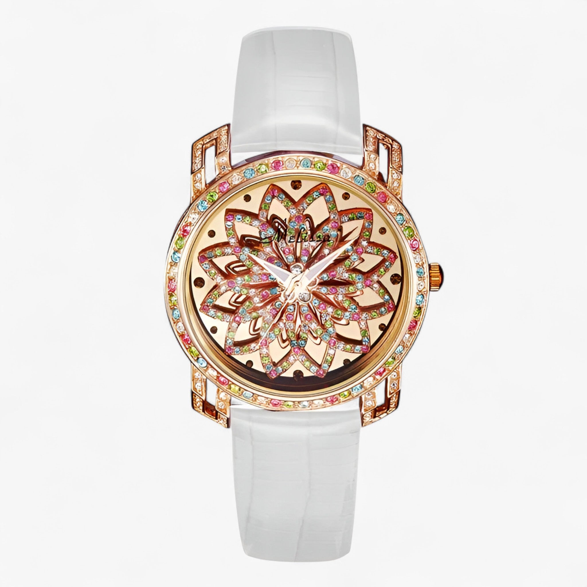 Yolanda | Orologio da donna al quarzo con cristallo a caramella e cinturino in pelle - Bianca - female watch watch for women - Concept Palermo