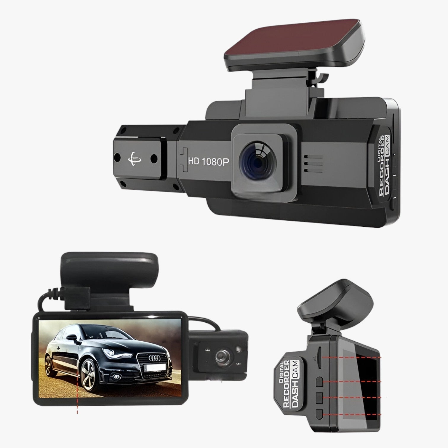 Brin | Dashcam con obiettivo triplo – 1080P HD e visione notturna - - camera gadget - Concept Palermo
