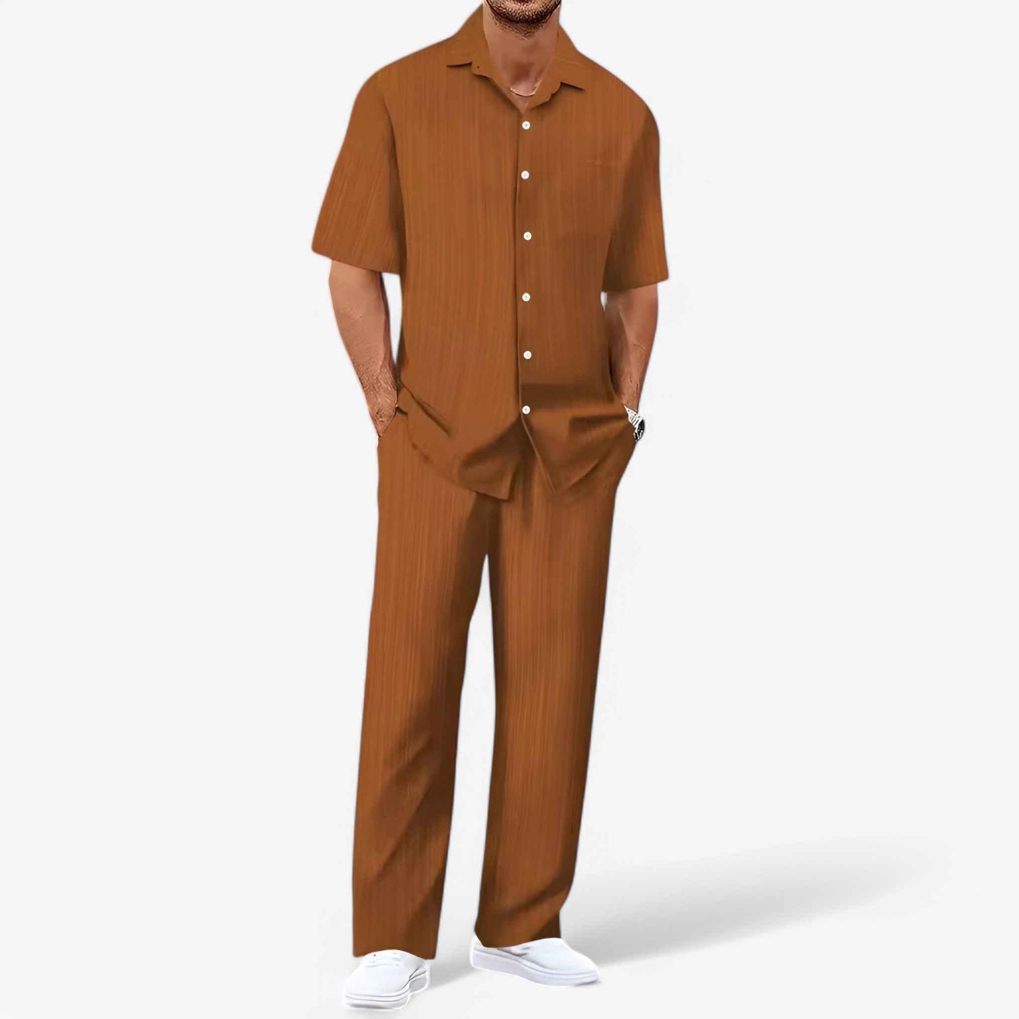 Lorenzo | Set Camicia e Pantaloni Business Casual - Caffè Confezione da 1 - - Concept Palermo
