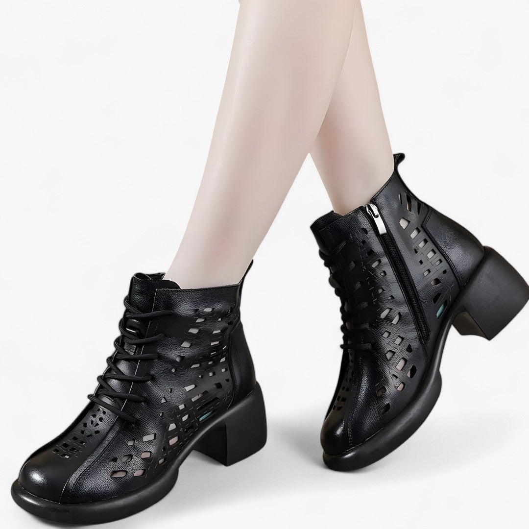 Hannah | Stivaletti in pelle cuciti a mano con lacci in stile naturale - - BOOTS Boots & Shoes - Concept Palermo