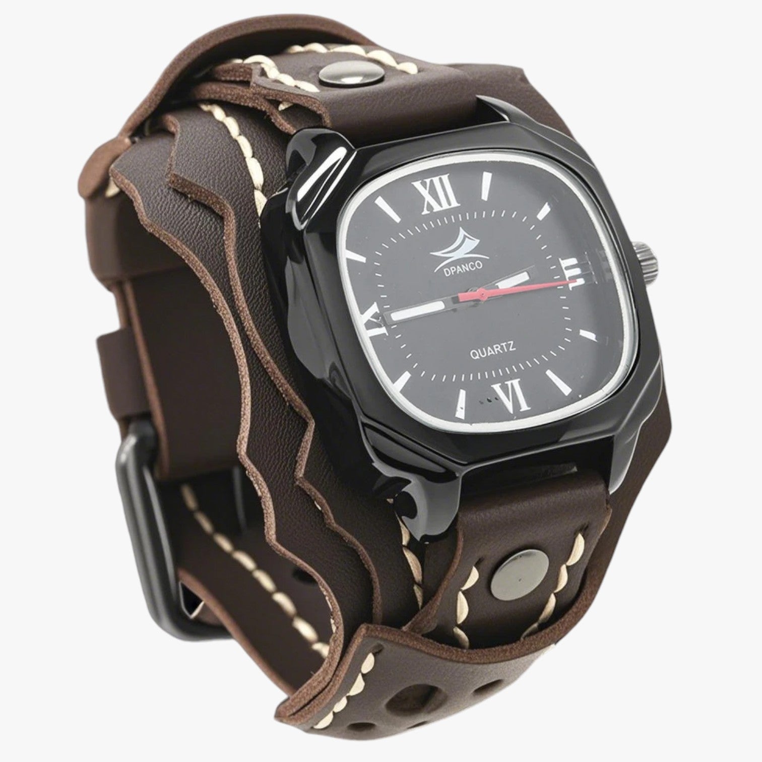 Alden | Orologio da uomo quadrato grande con cinturino in vera pelle - Marrone Scuro - watch watch for men watches WATCHES FOR MEN - Concept Palermo